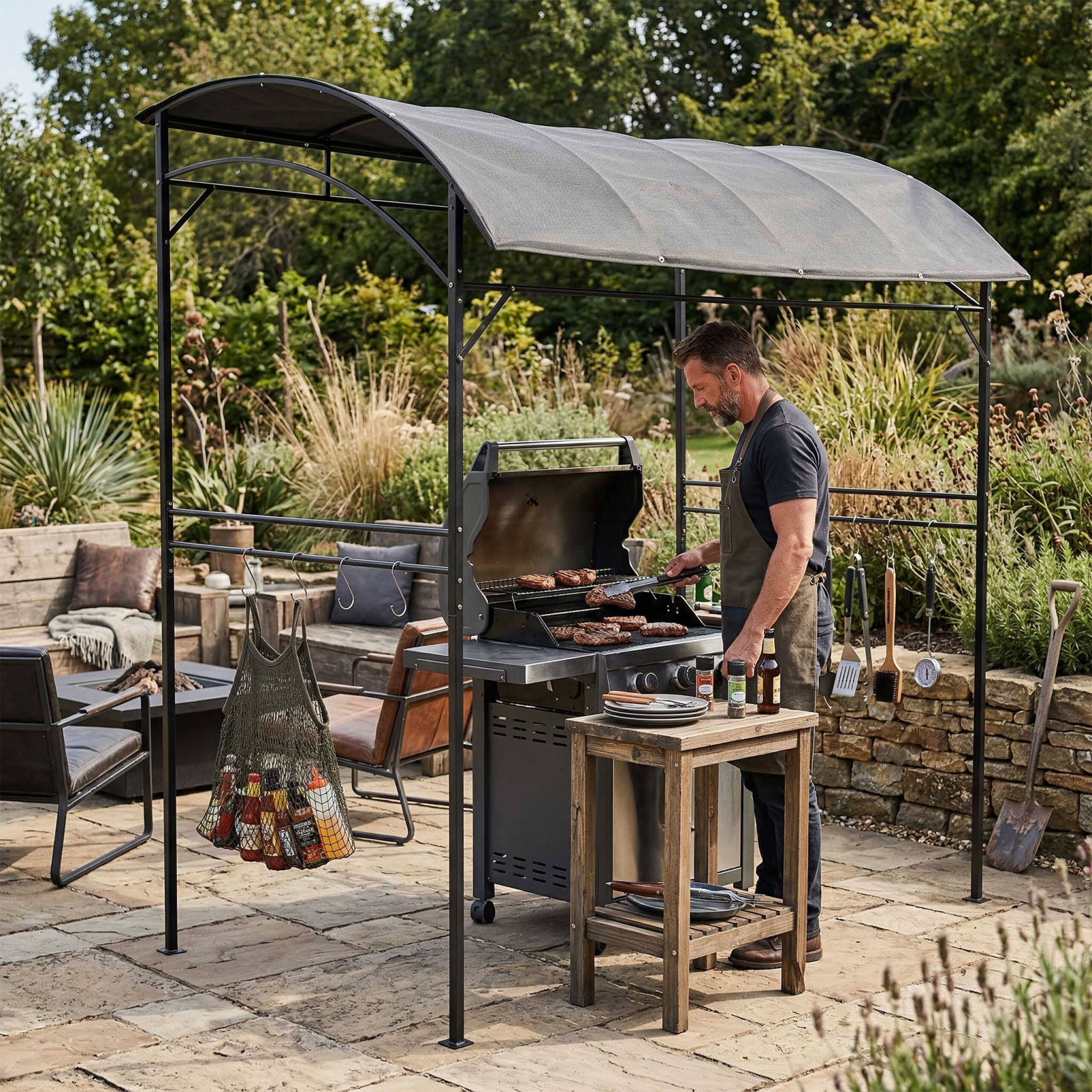 Grill Pavillon Metall Anthrazit von Relaxdays