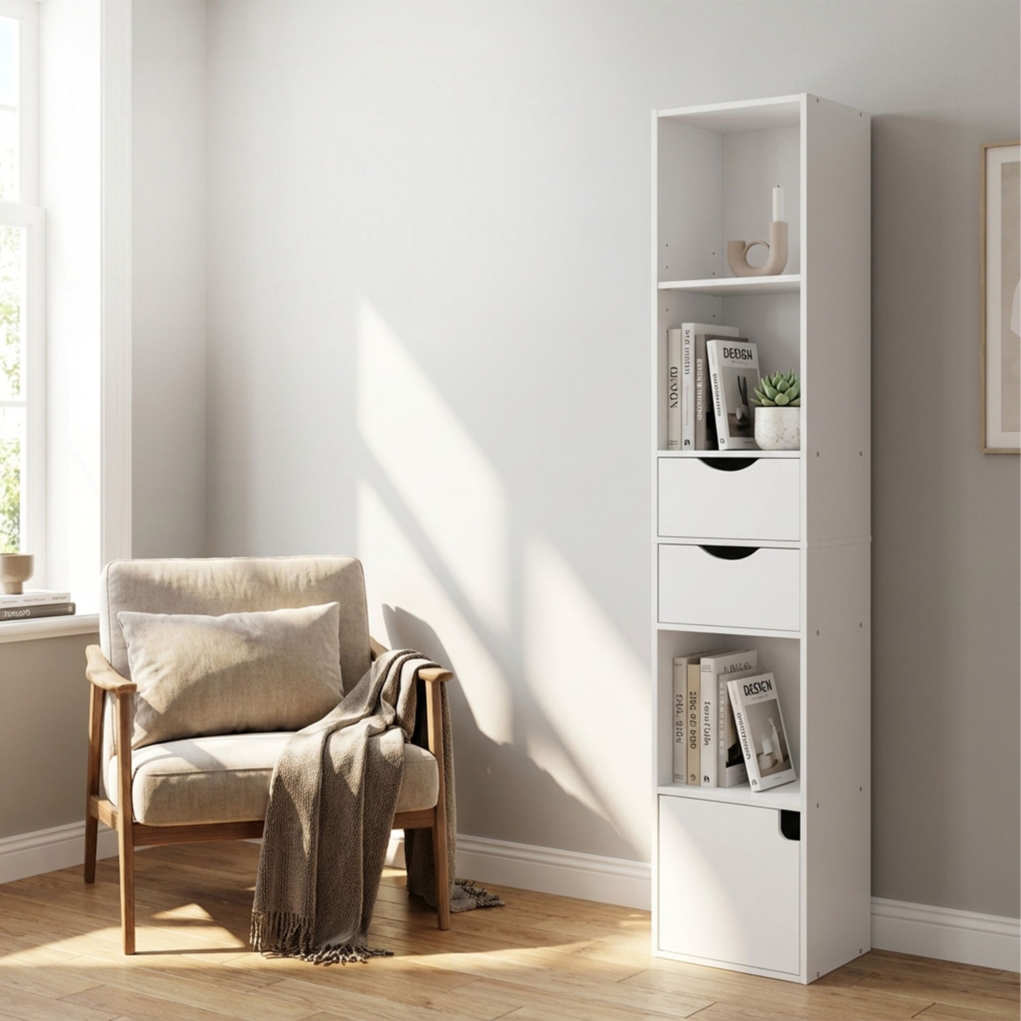 Bücherregal mit Schubladen Weiss von Relaxdays