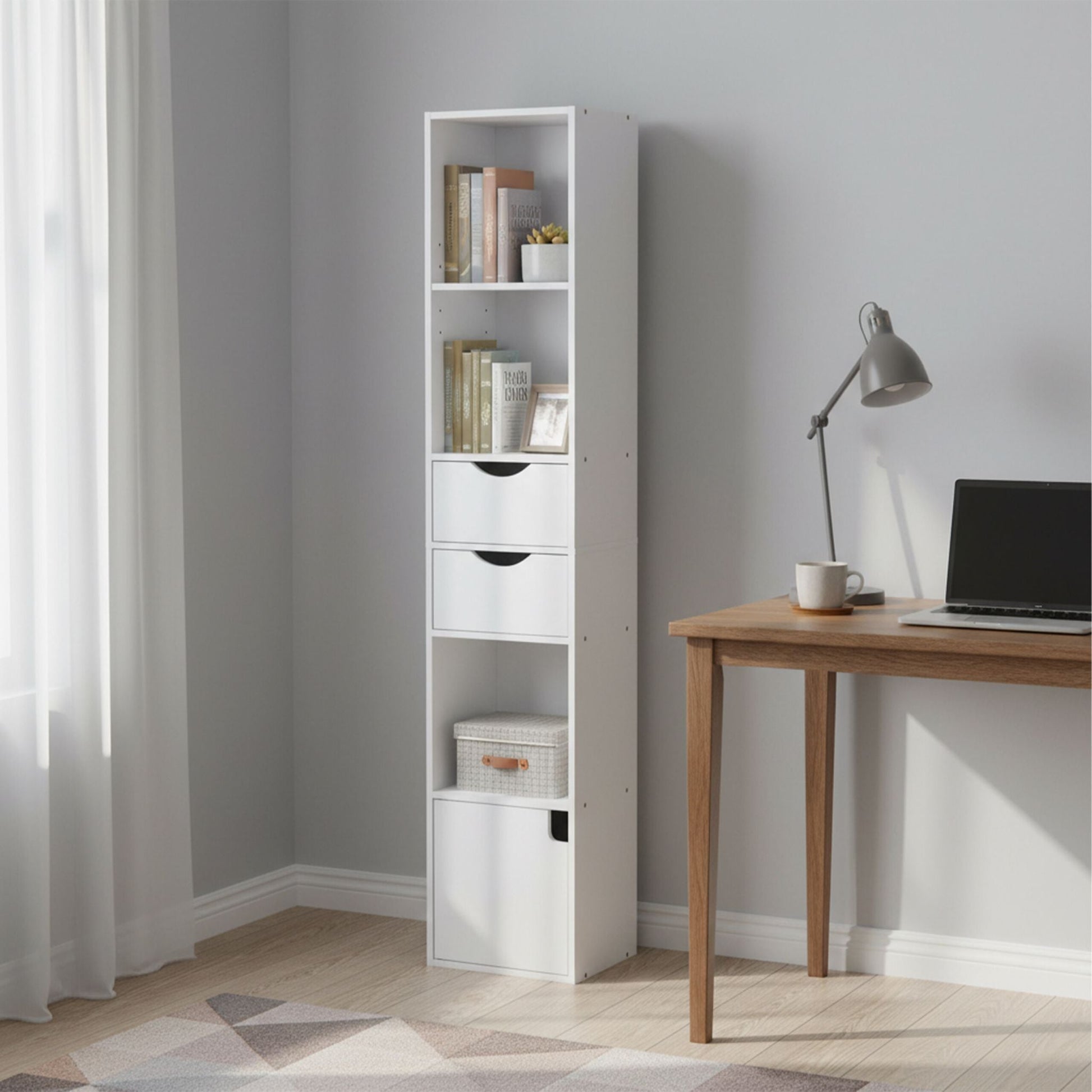 Bücherregal mit Schubladen Weiss von Relaxdays