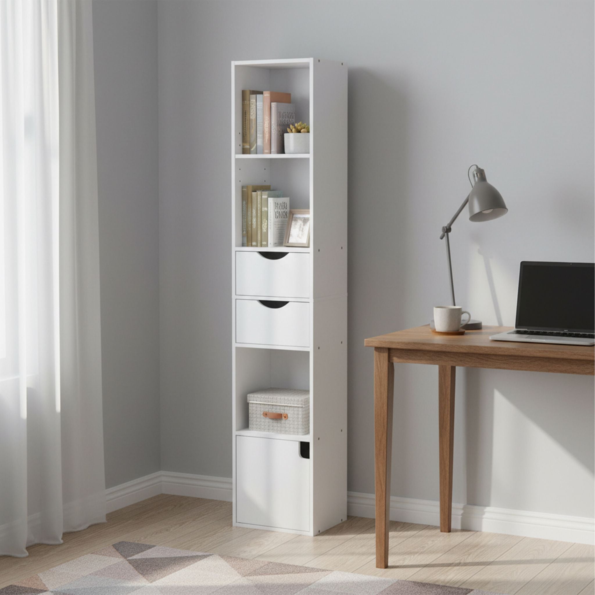 Bücherregal mit Schubladen Weiss von Relaxdays