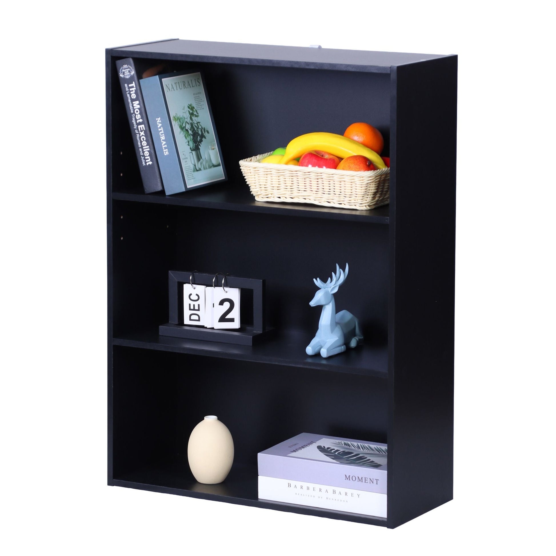 Bücherregal mit verstellbaren Böden Schwarz von Relaxdays