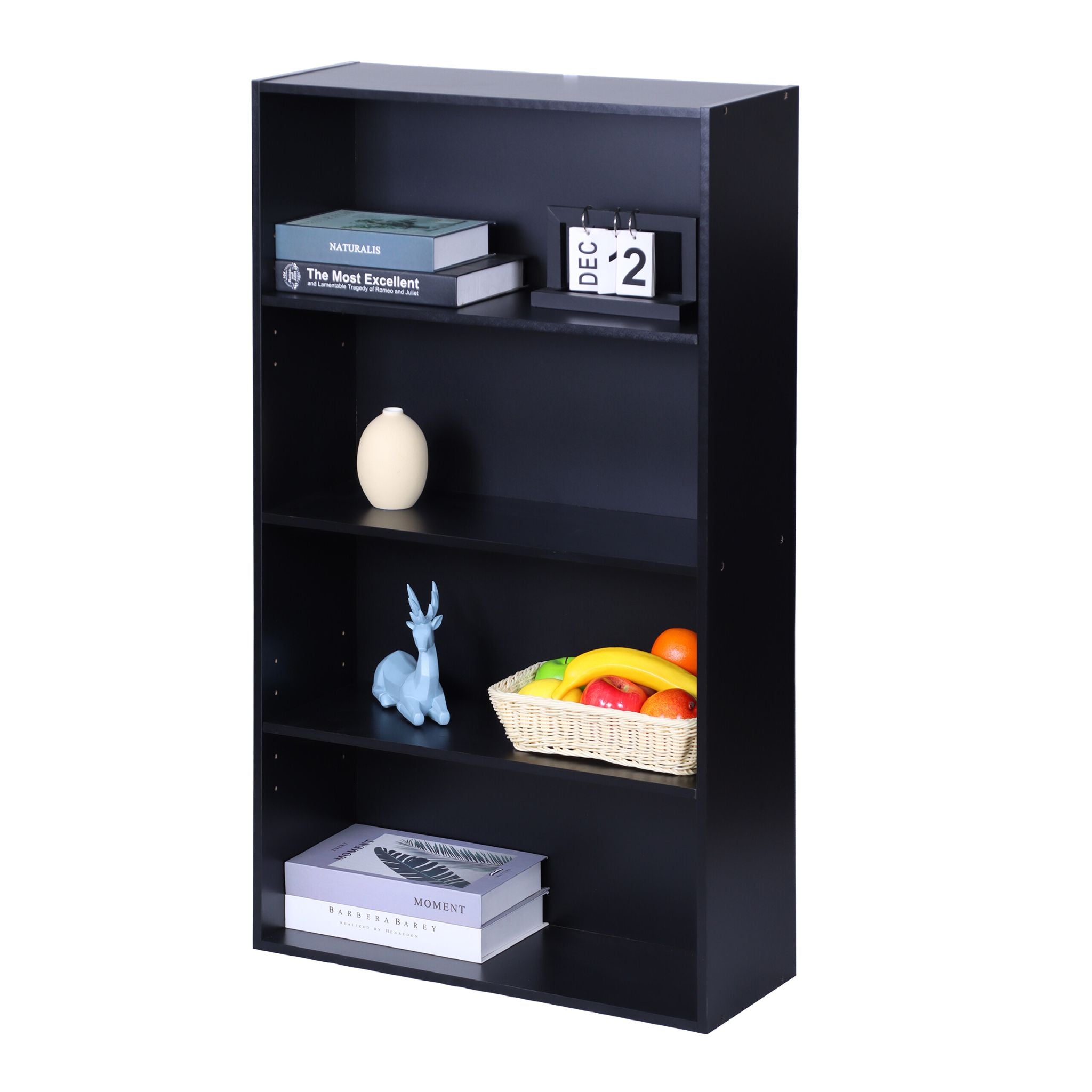 Bücherregal mit verstellbaren Böden Schwarz von Relaxdays