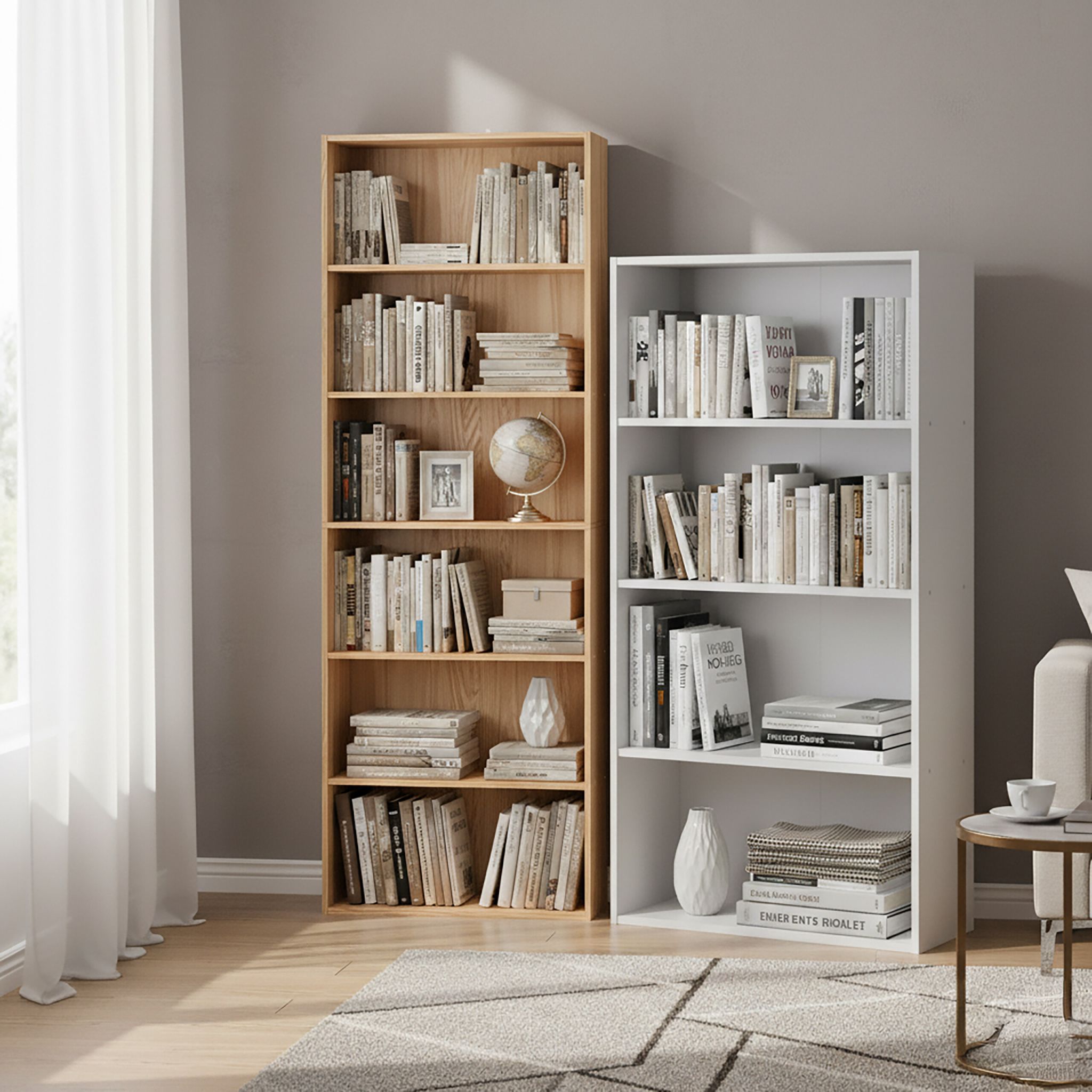 Bücherregal mit verstellbaren Böden Hellbraun von Relaxdays