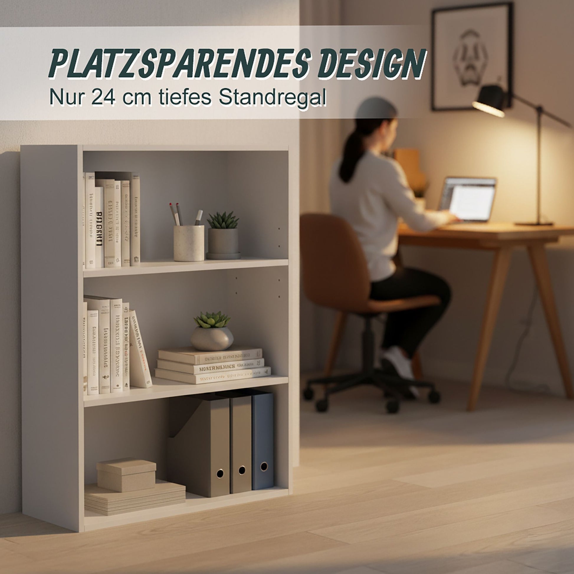 Bücherregal mit verstellbaren Böden Weiss von Relaxdays