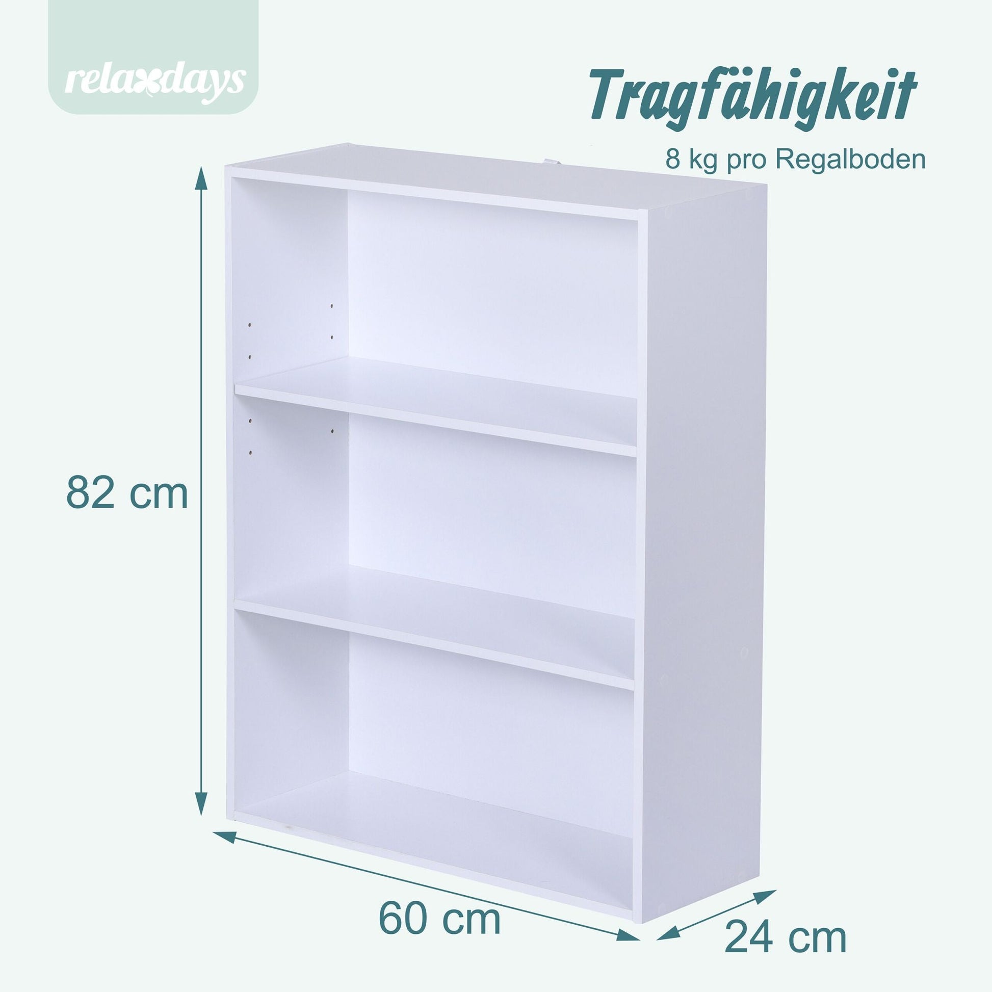 Bücherregal mit verstellbaren Böden Weiss von Relaxdays