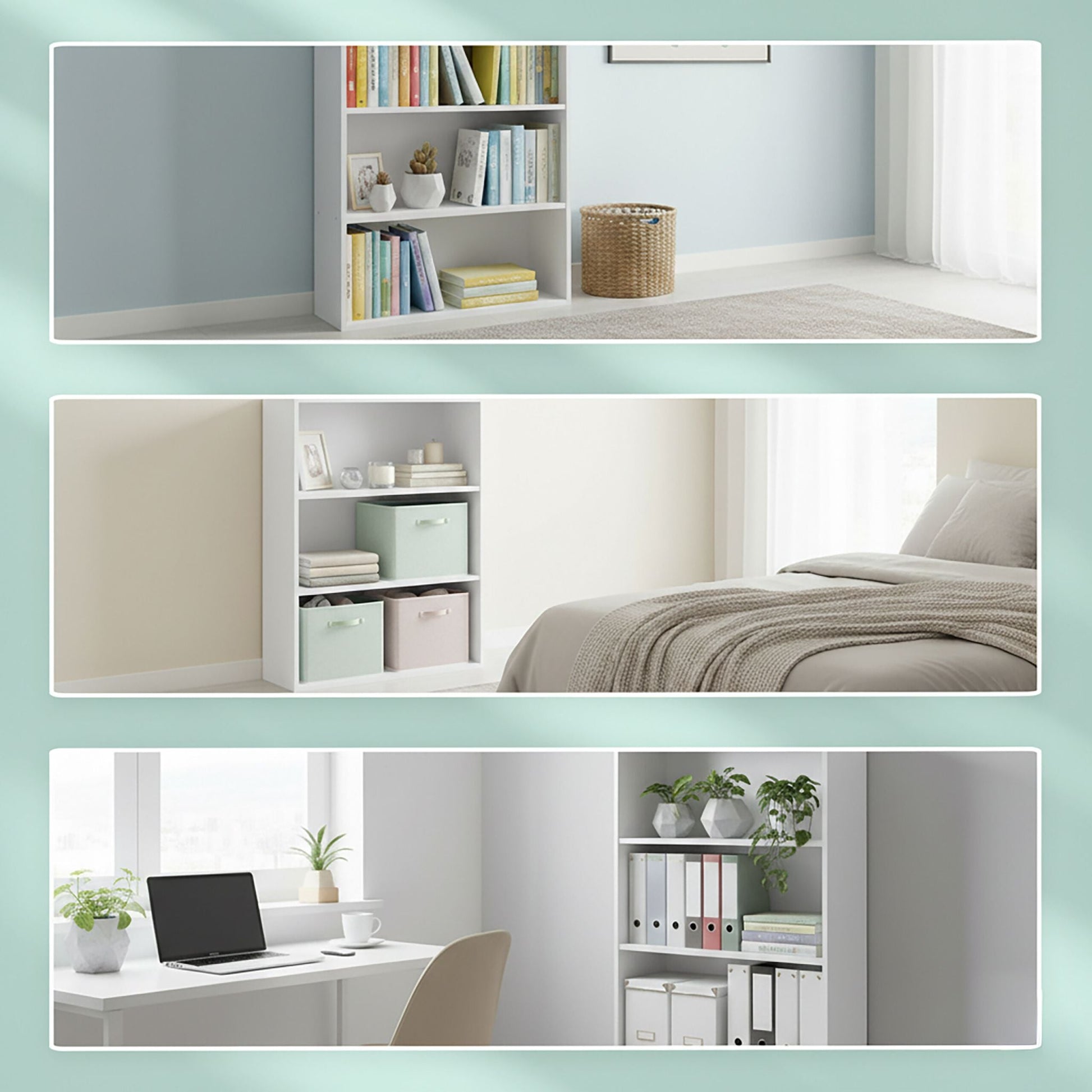 Bücherregal mit verstellbaren Böden Weiss von Relaxdays