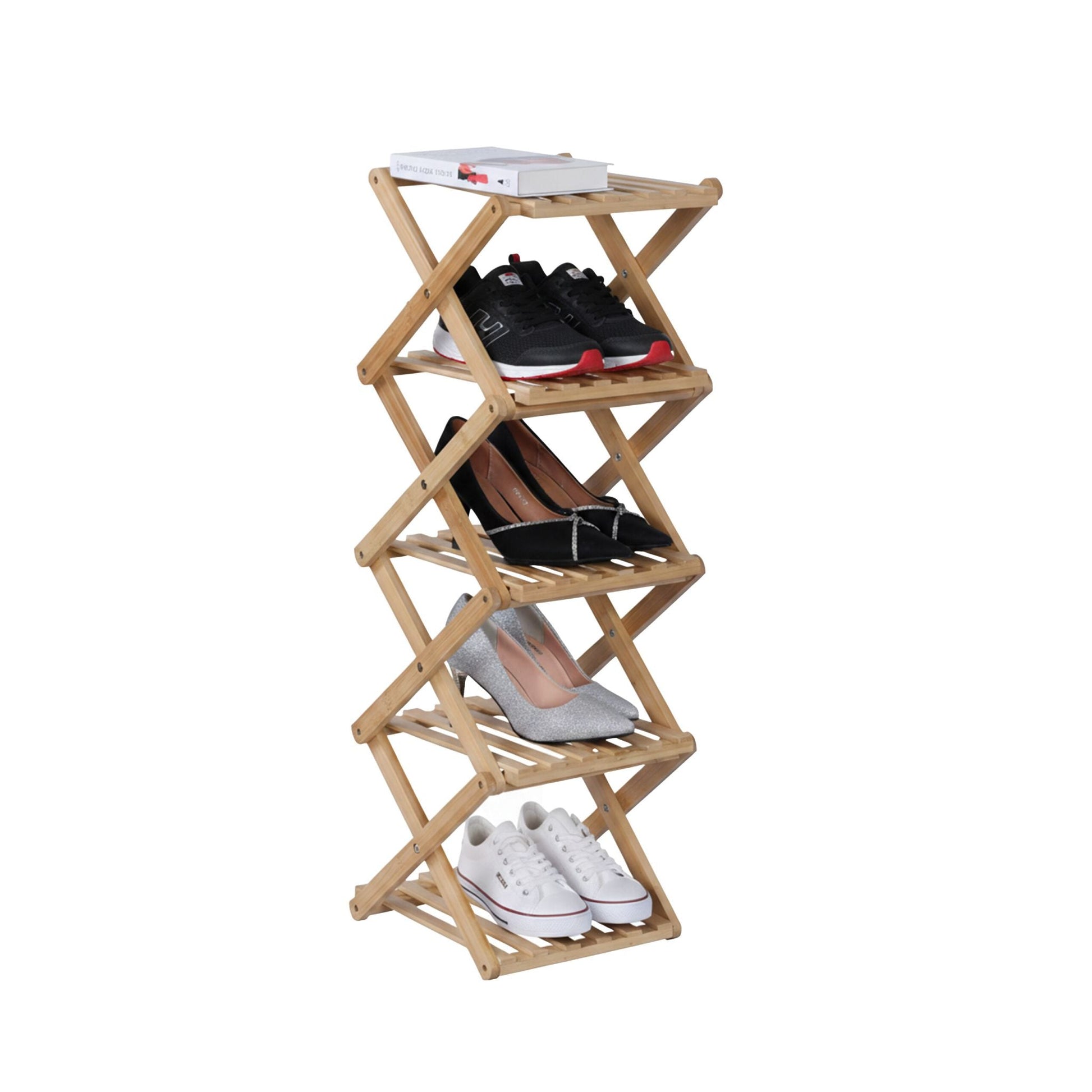 Faltbares Schuhregal Bambus Hellbraun von Relaxdays