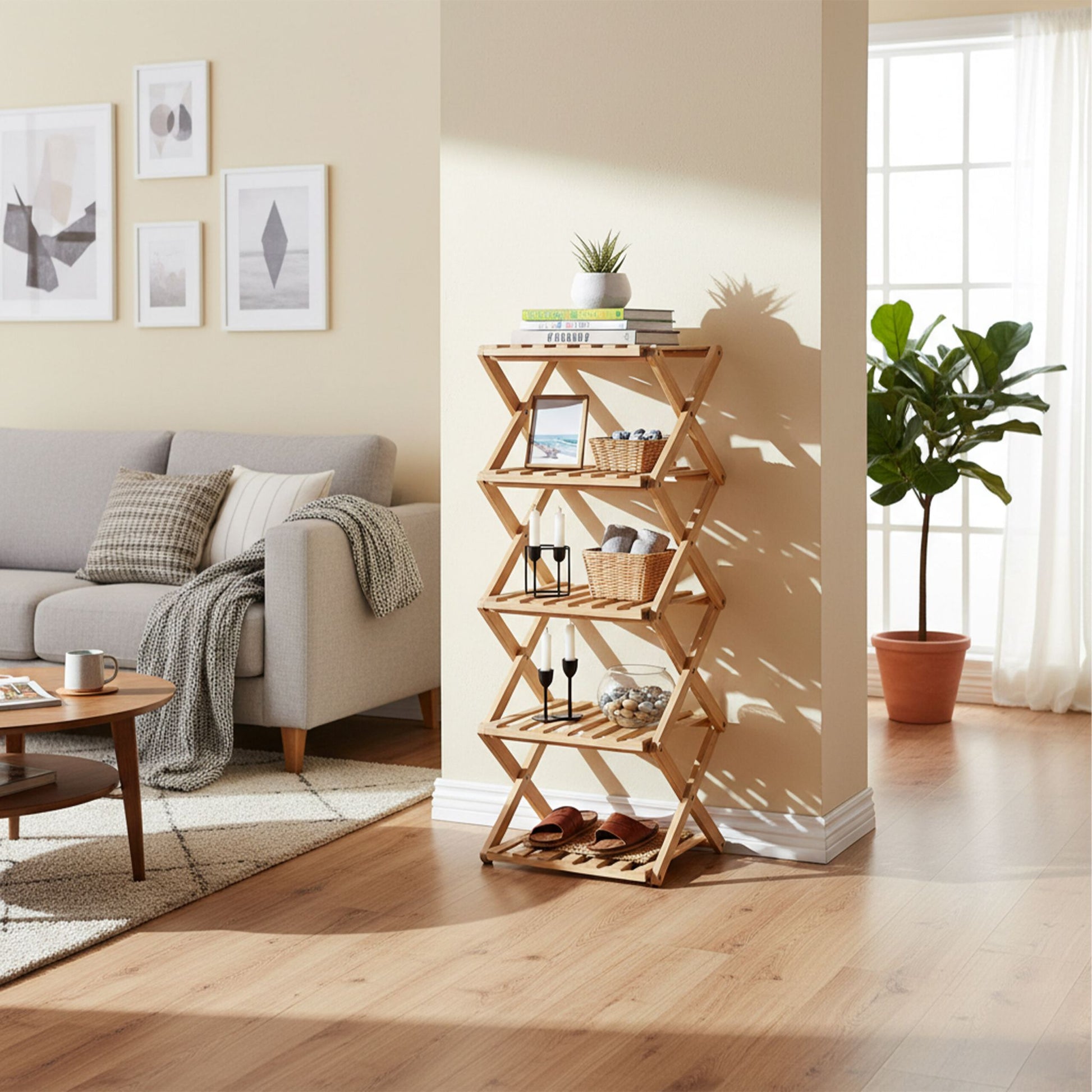 Faltbares Schuhregal Bambus Hellbraun von Relaxdays