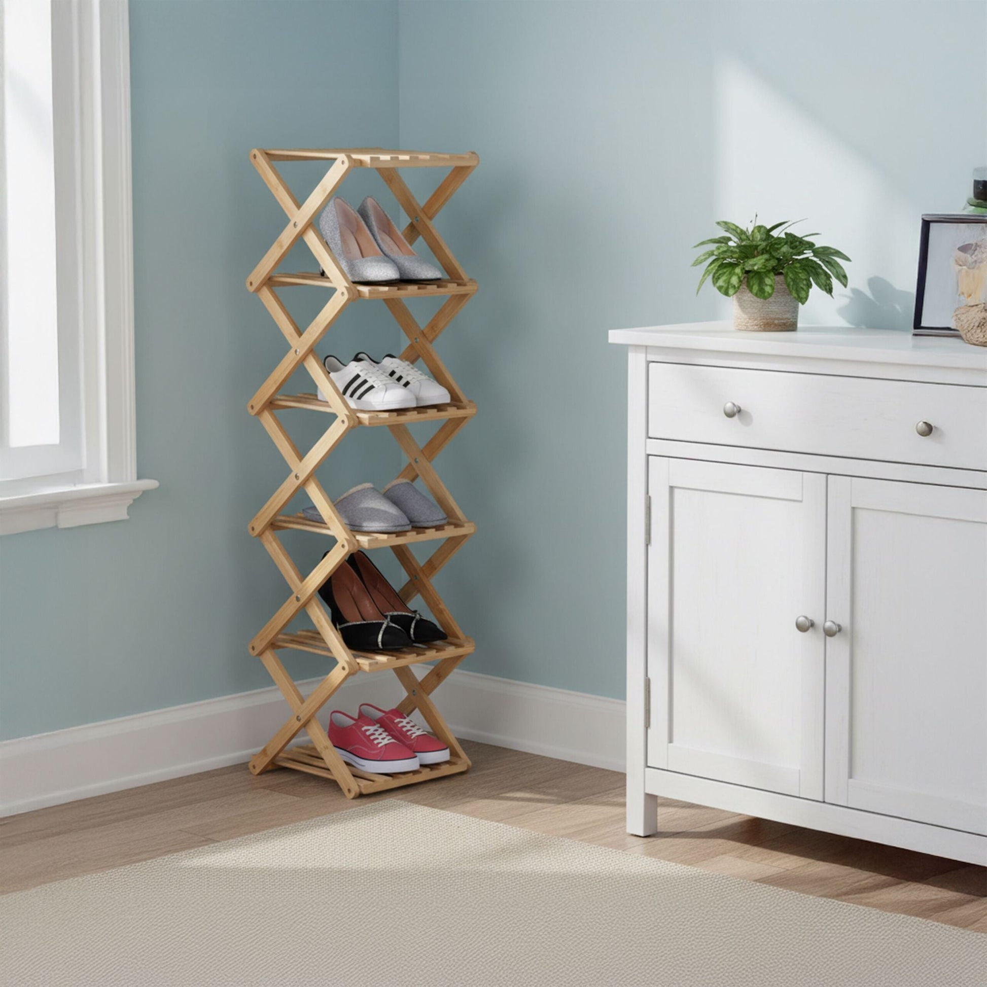 Faltbares Schuhregal Bambus Hellbraun von Relaxdays