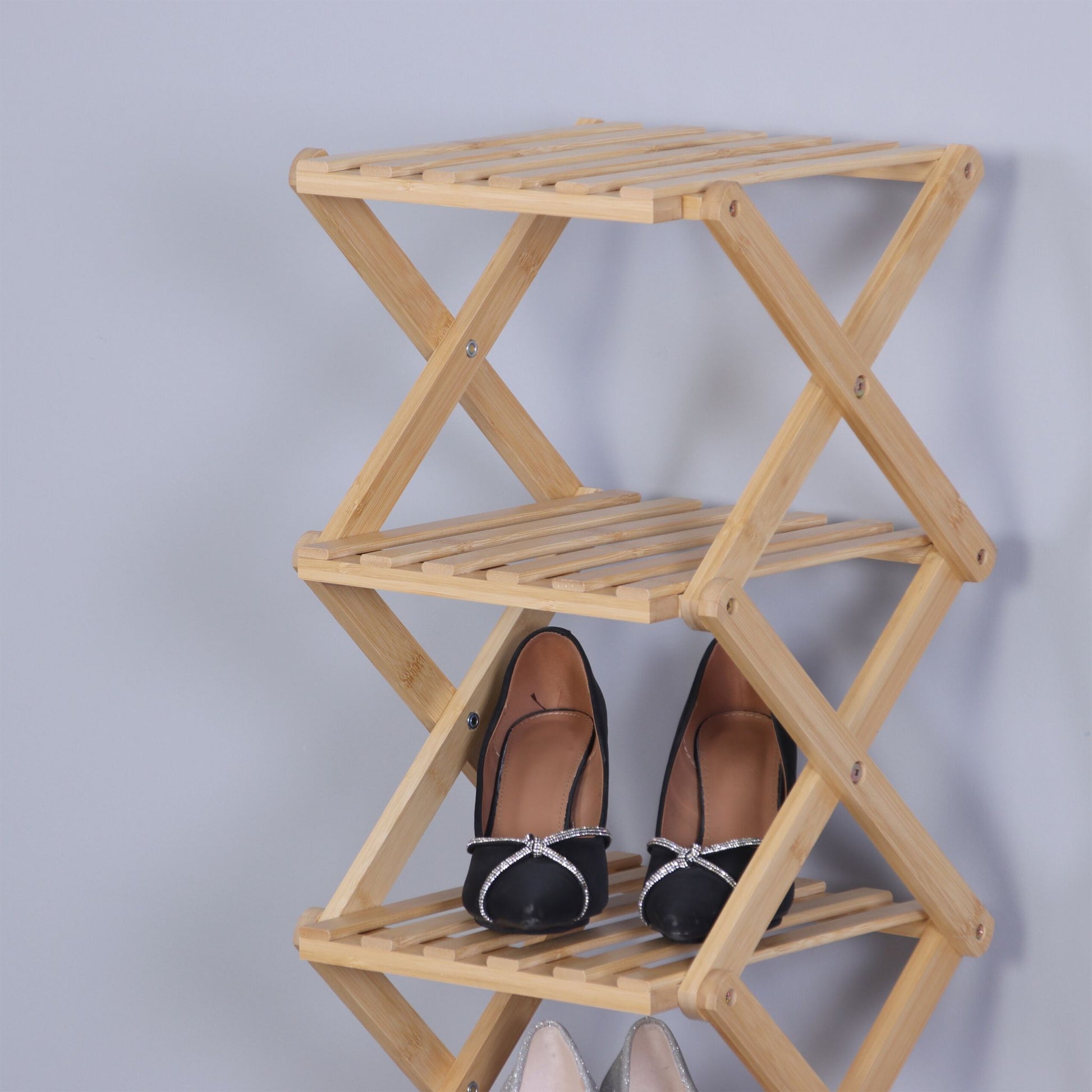 Faltbares Schuhregal Bambus Hellbraun von Relaxdays