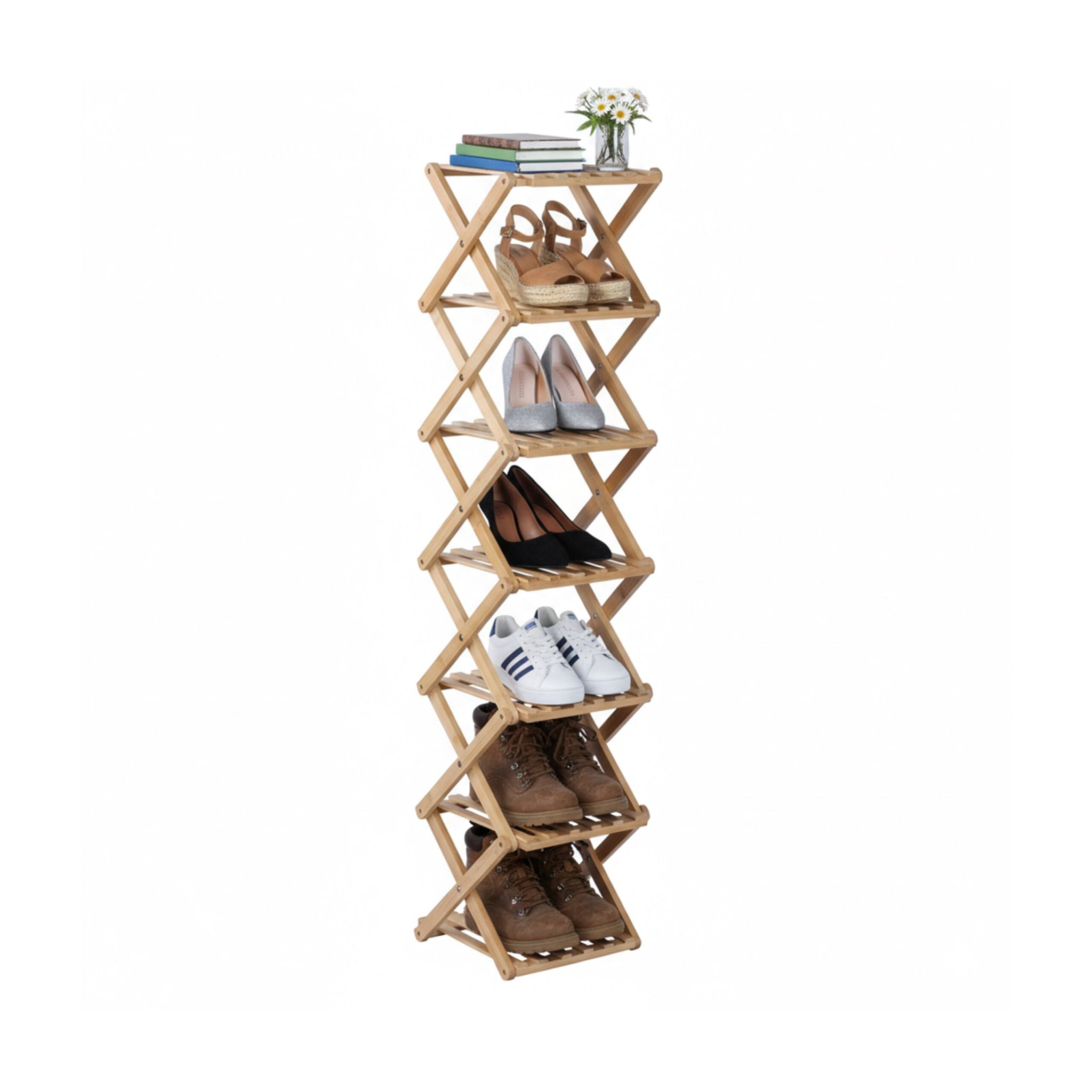 Faltbares Schuhregal Bambus Hellbraun von Relaxdays