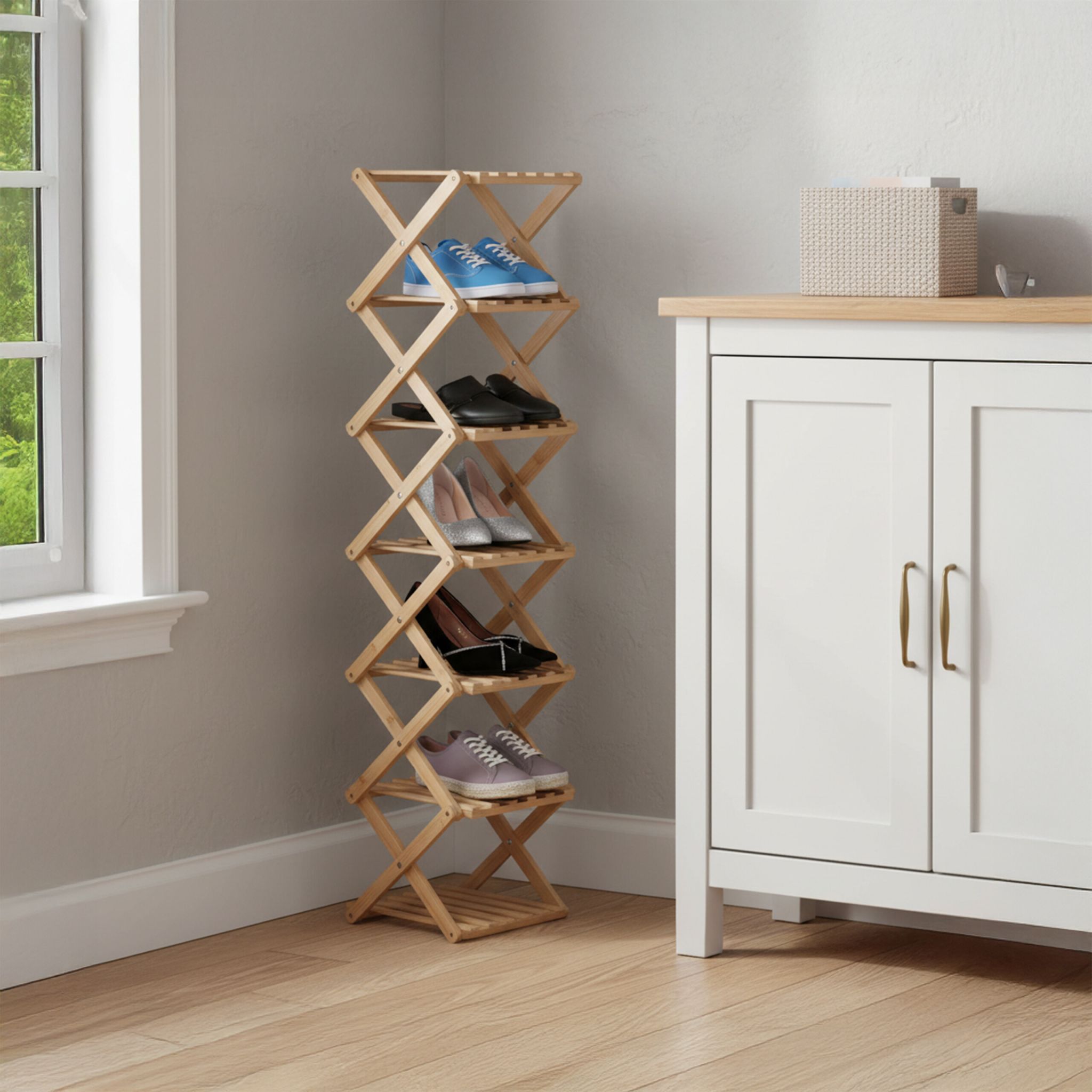 Faltbares Schuhregal Bambus Hellbraun von Relaxdays