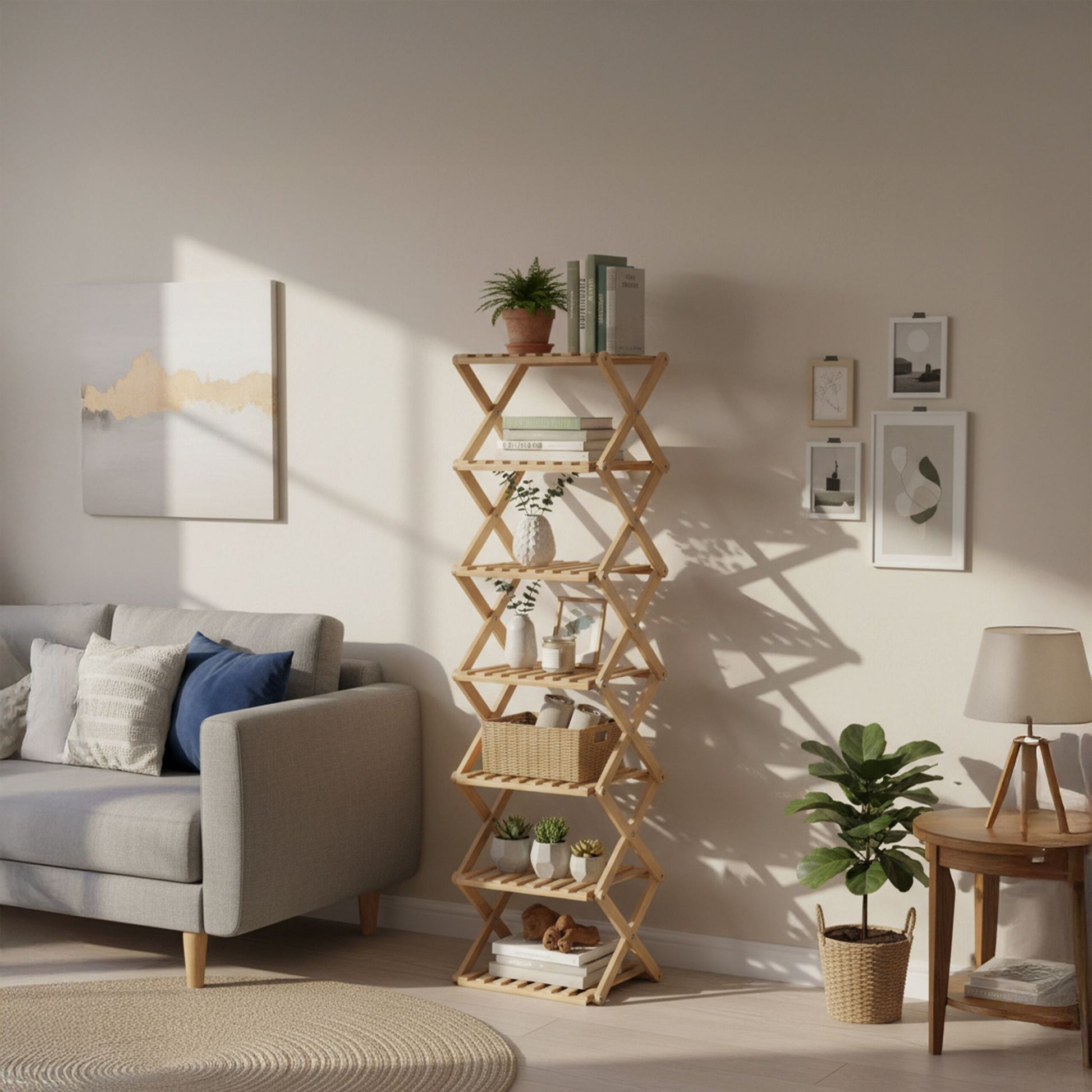 Faltbares Schuhregal Bambus Hellbraun von Relaxdays
