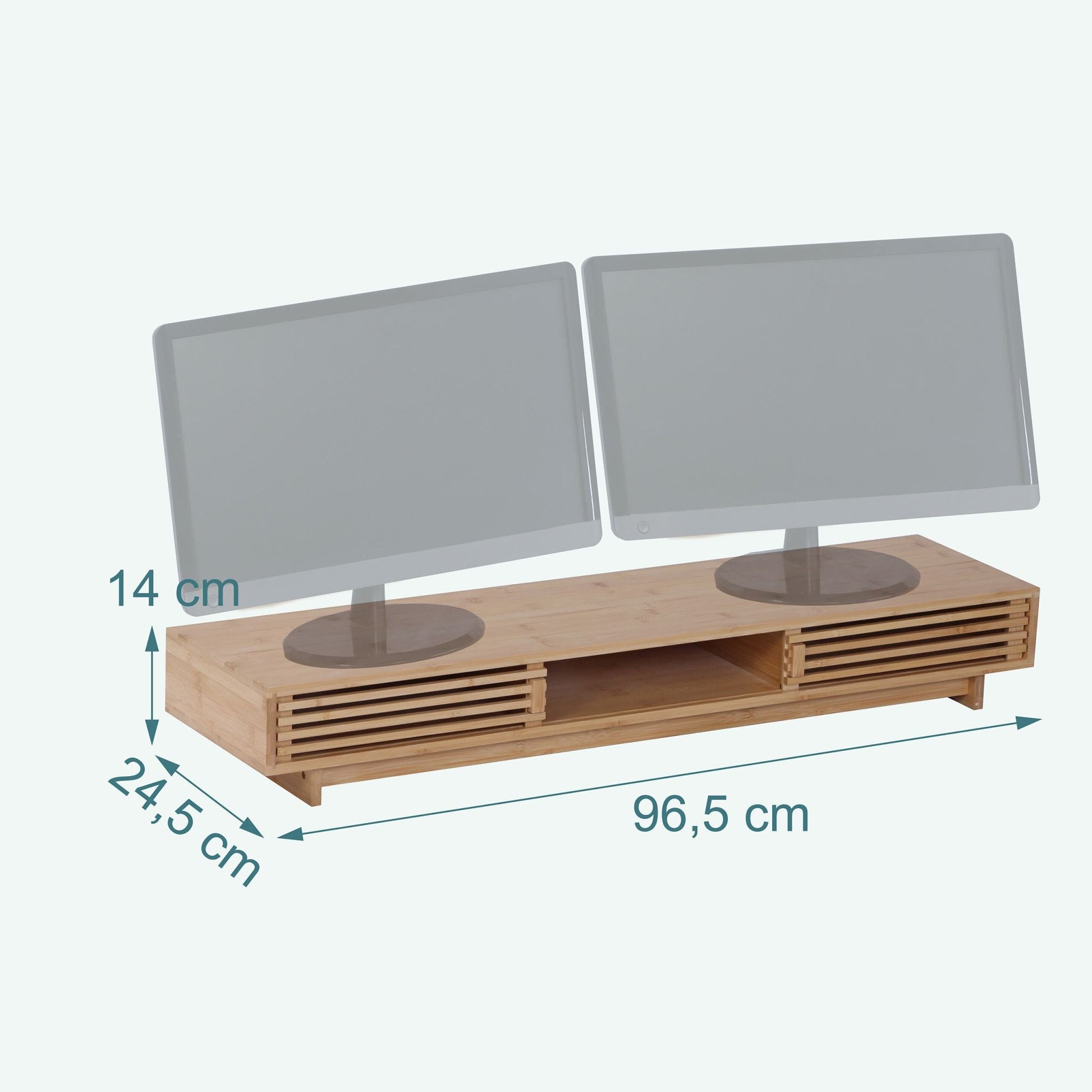 Monitorständer mit 3 Fächern Hellbraun von Relaxdays