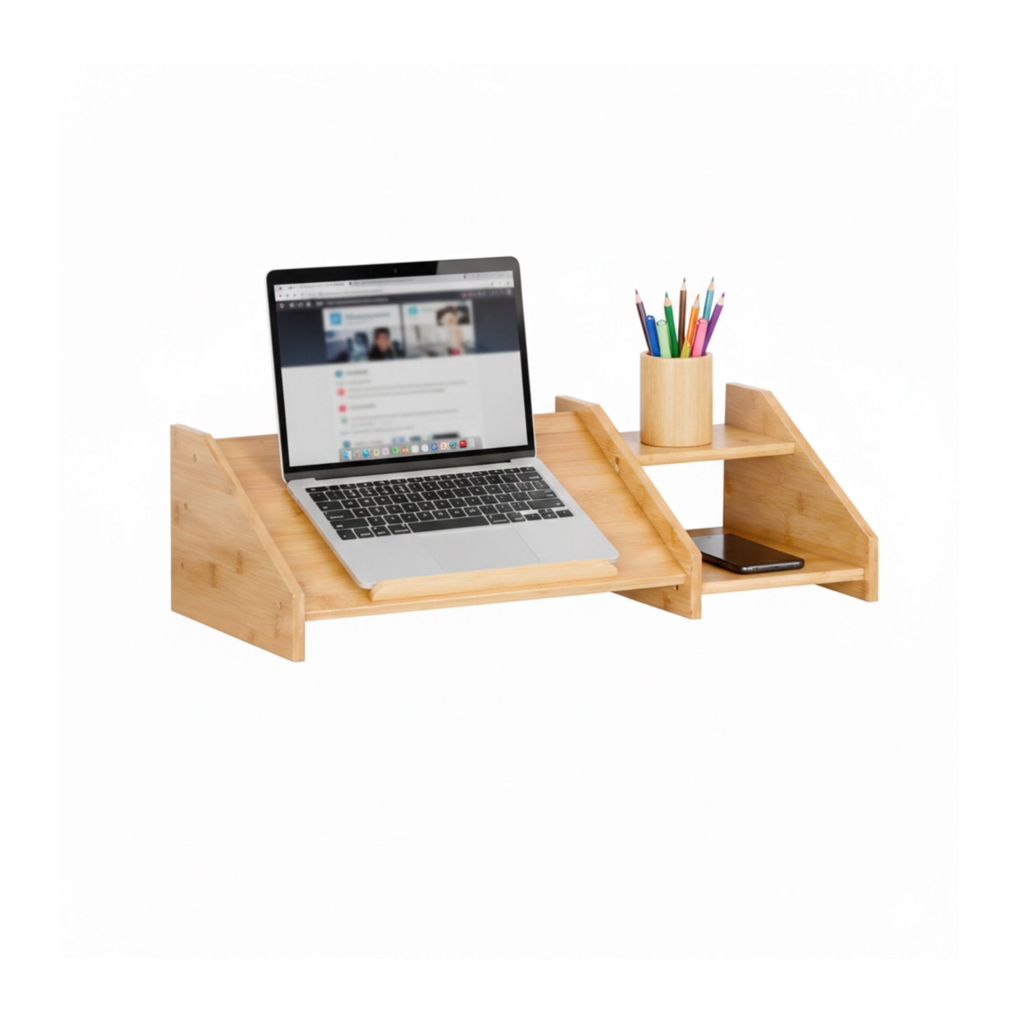 Laptop Ständer Bambus Hellbraun von Relaxdays