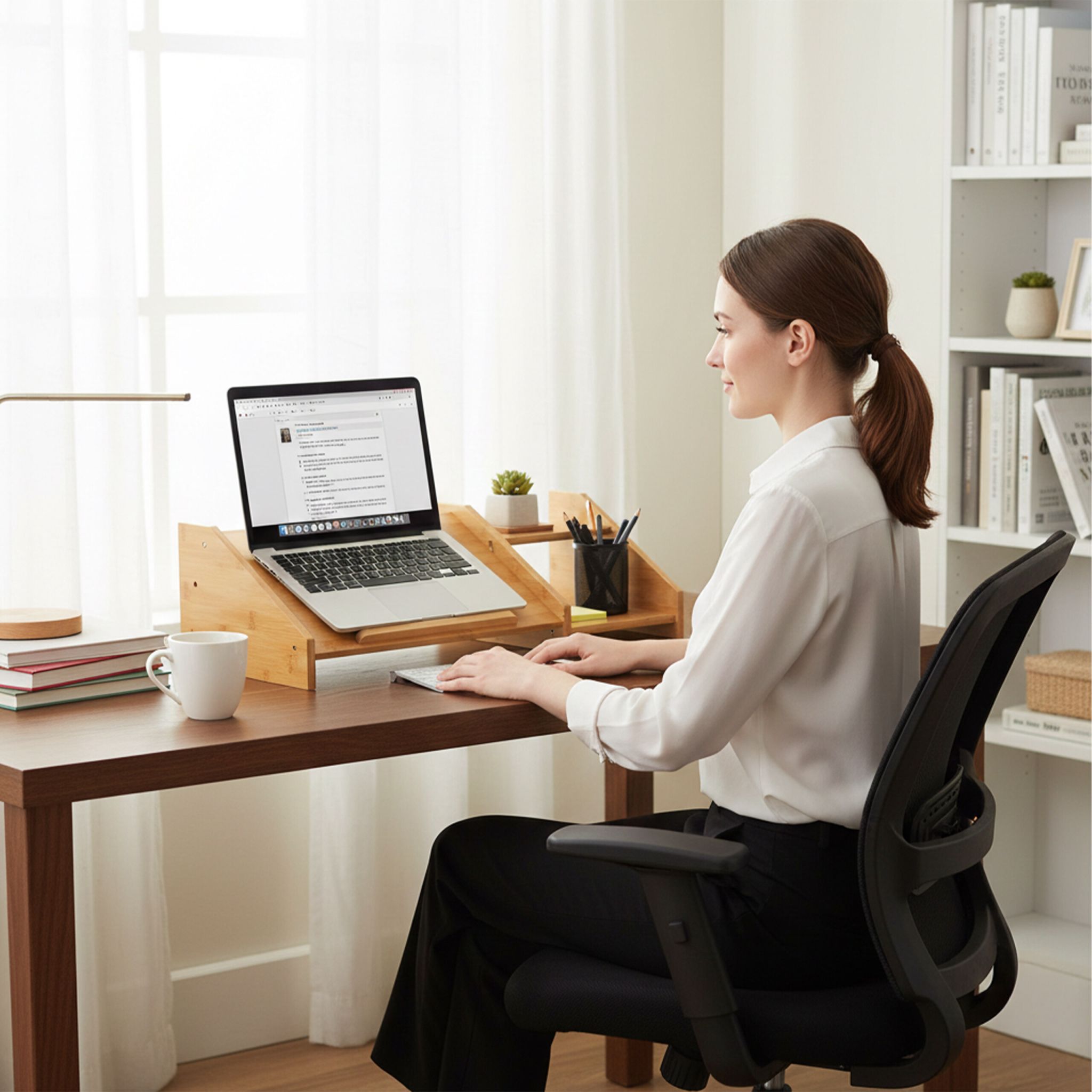 Laptop Ständer Bambus Hellbraun von Relaxdays