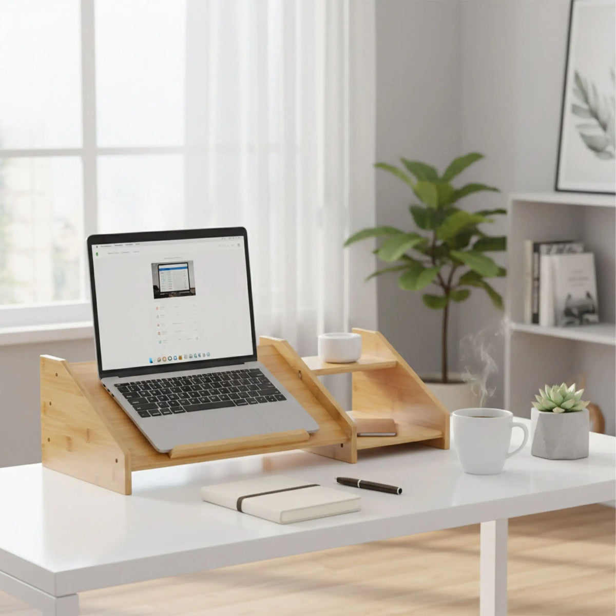 Laptop Ständer Bambus Hellbraun von Relaxdays