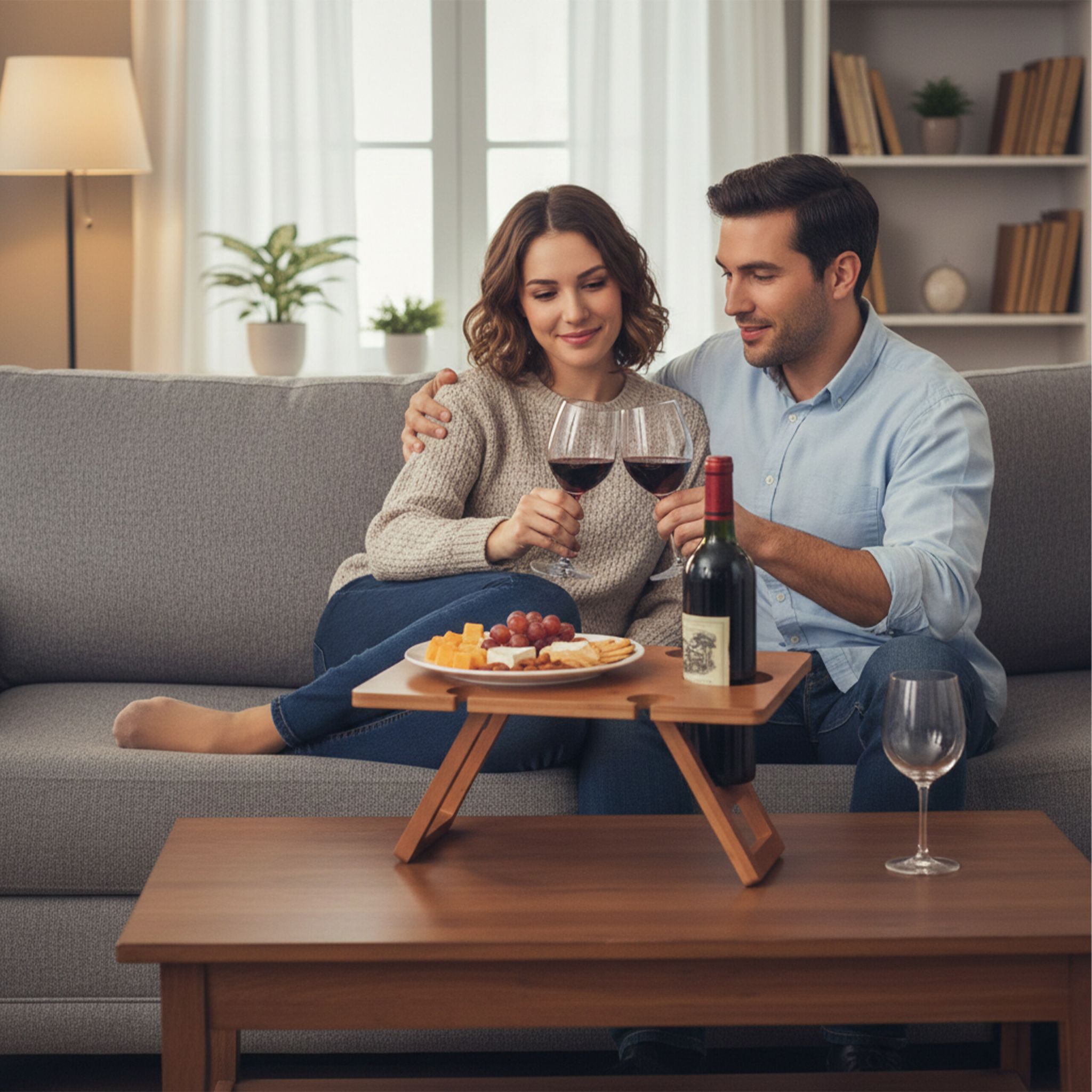 Picknick Weintisch Bambus Braun von Relaxdays