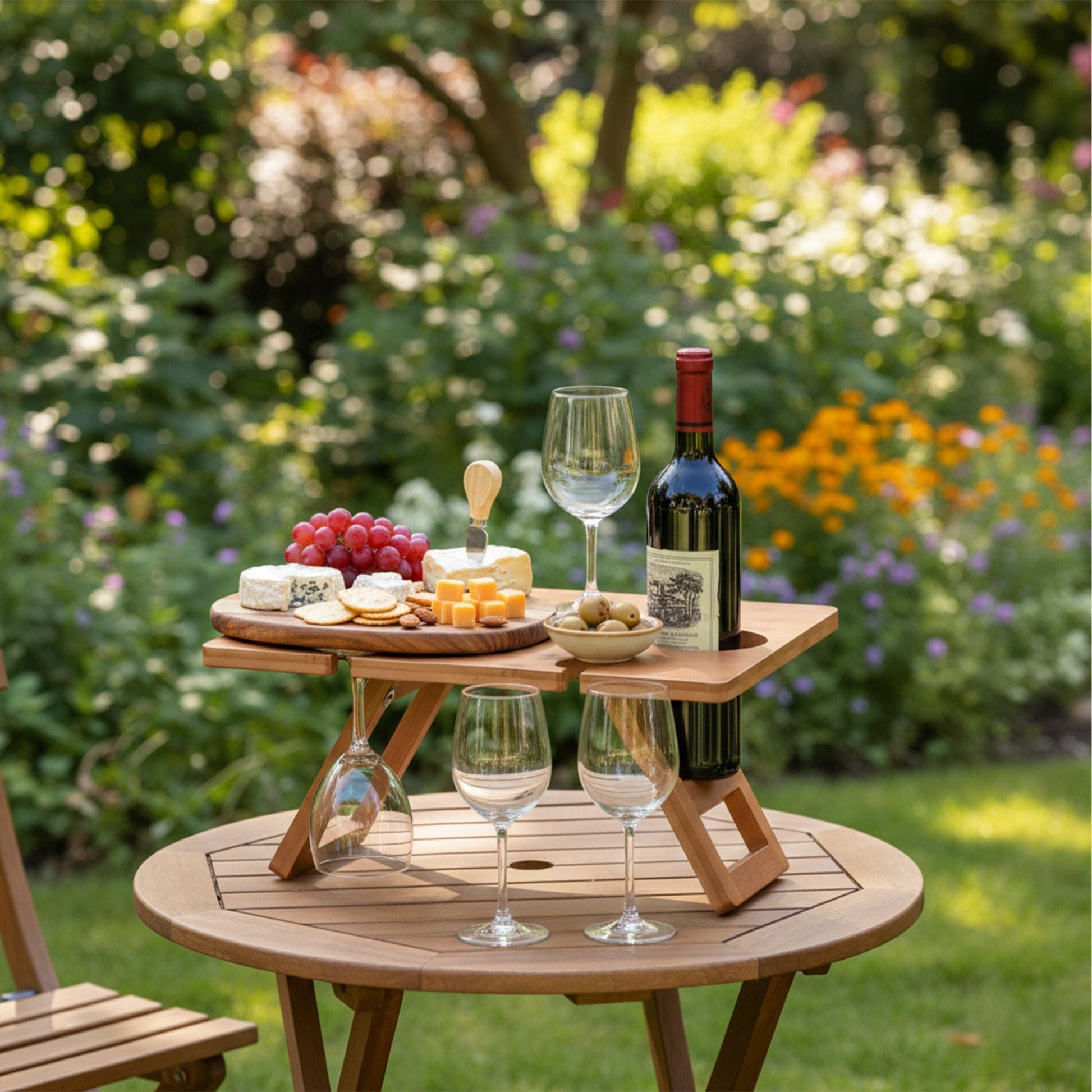 Picknick Weintisch Bambus Braun von Relaxdays