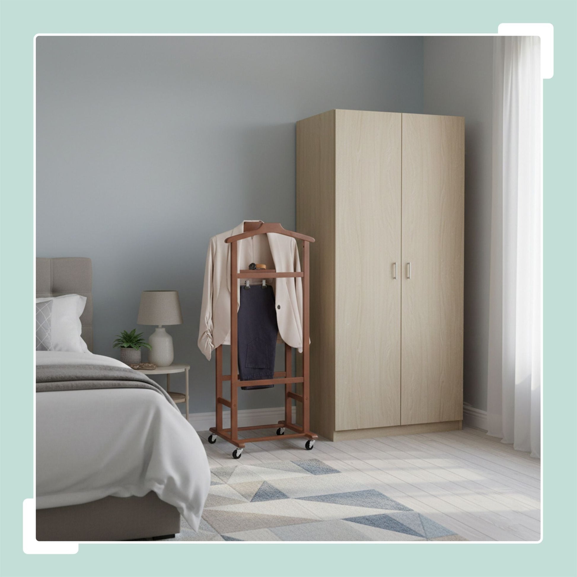Premium Herrendiener Bambus auf Rollen Dunkelbraun von Relaxdays