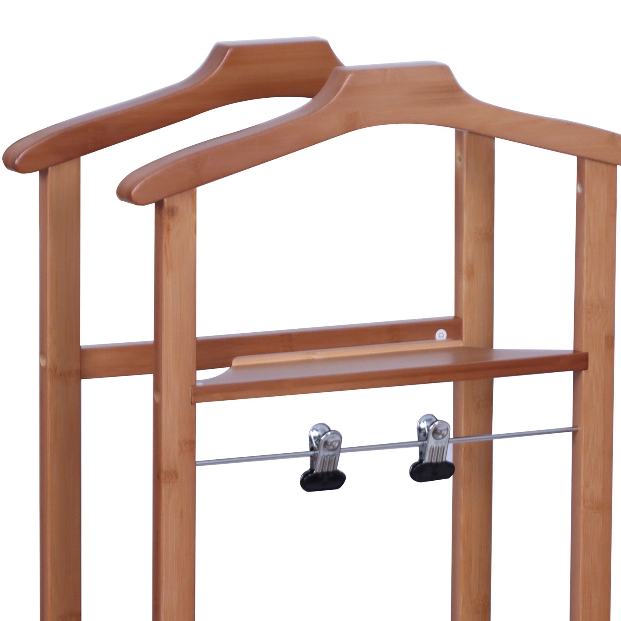 Premium Herrendiener Bambus auf Rollen Dunkelbraun von Relaxdays