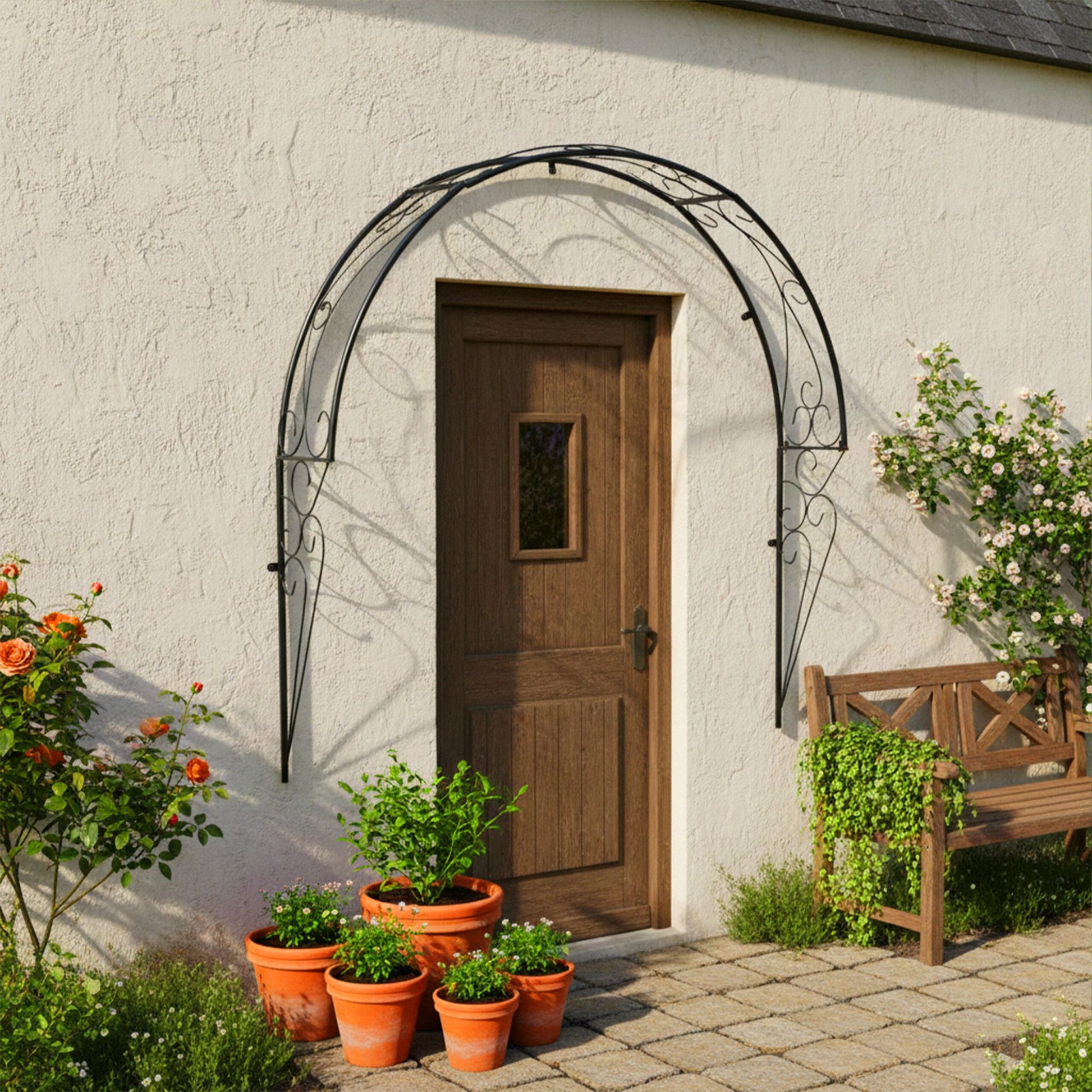 Rosenbogen Halbbogen Metall Schwarz von Relaxdays