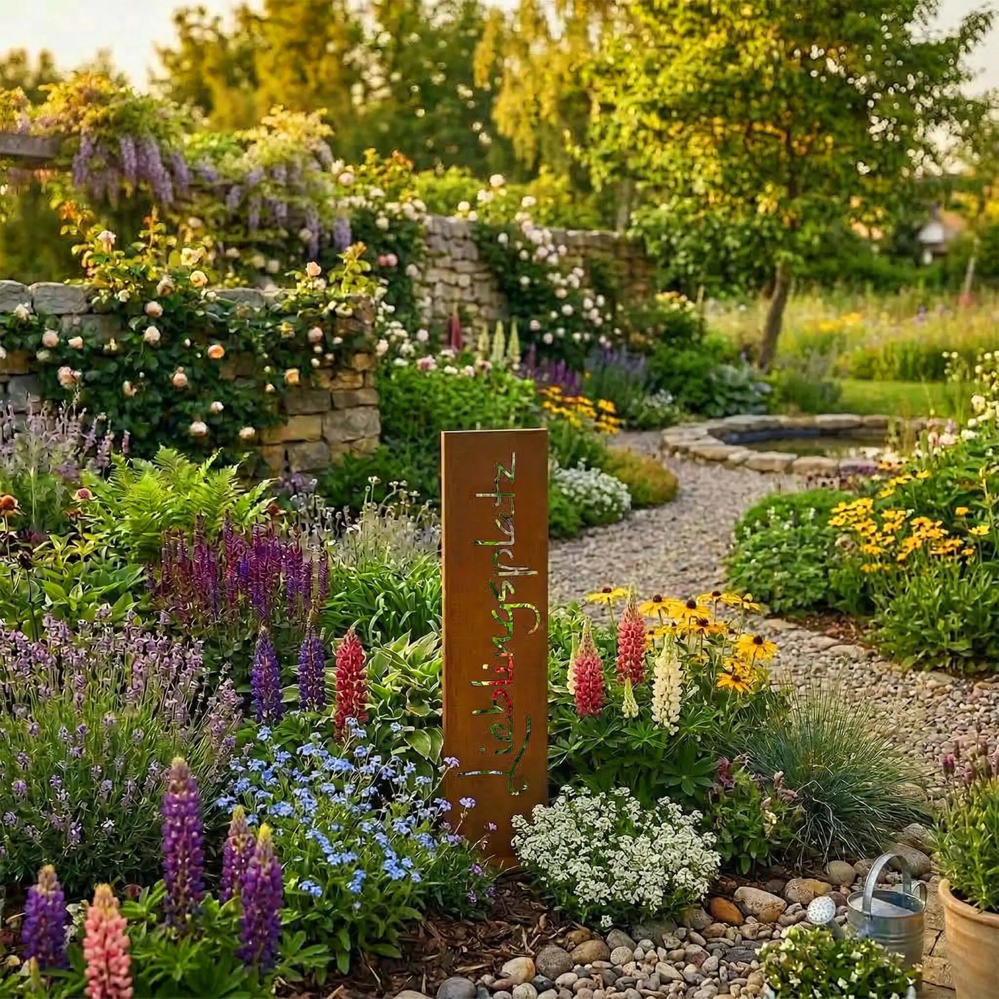 Gartendeko Rostoptik Schild Braun von Relaxdays