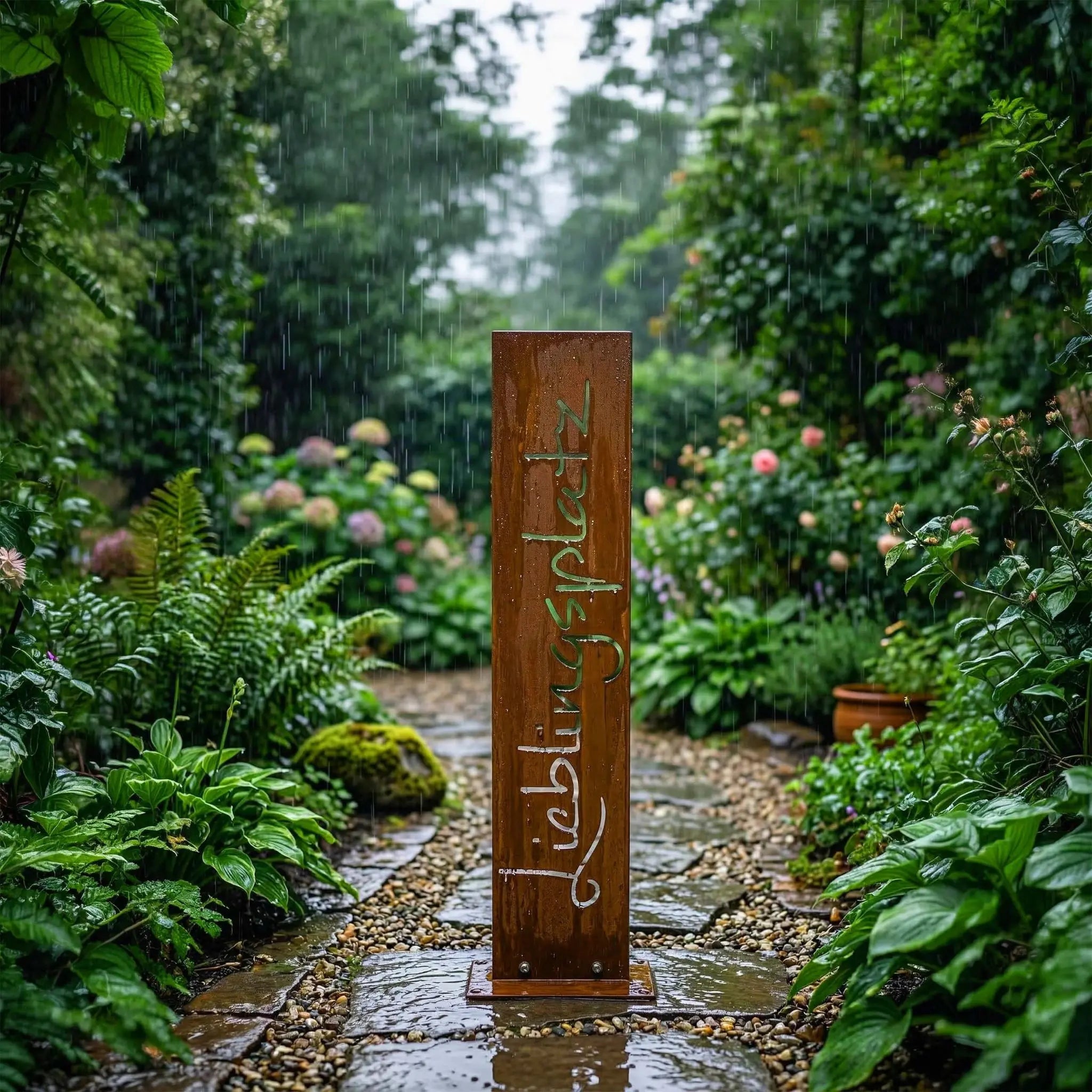 Gartendeko Rostoptik Schild Braun von Relaxdays