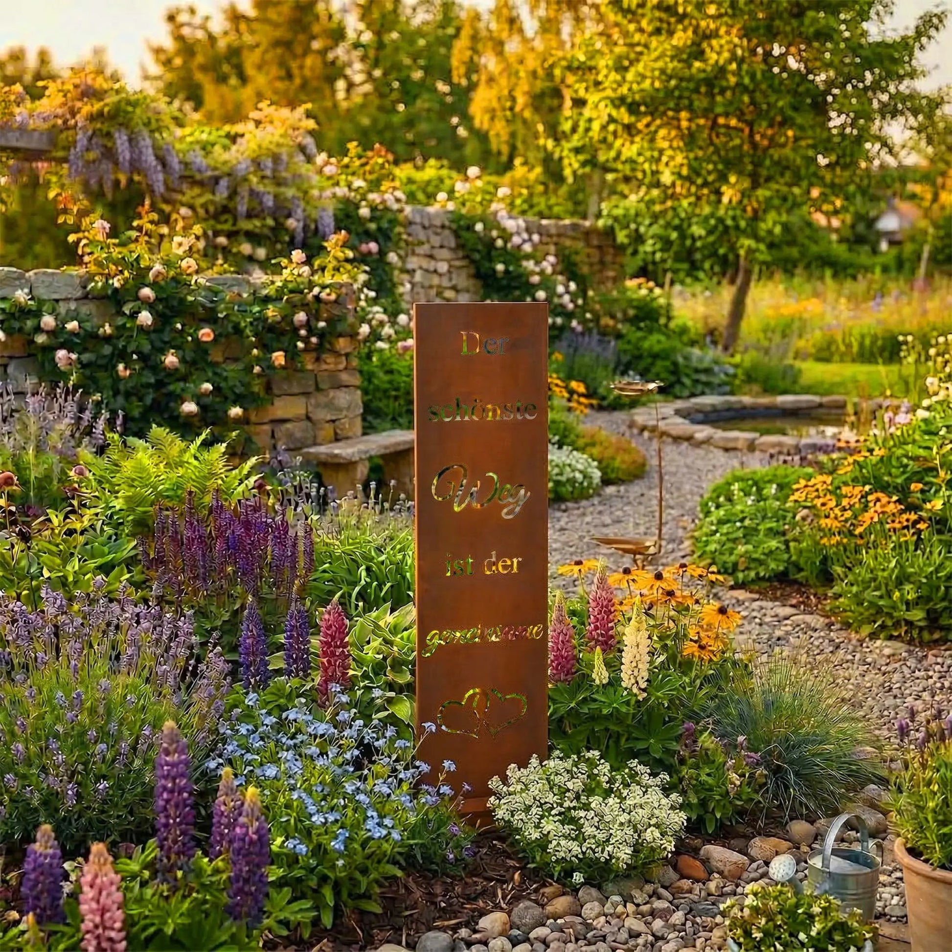 Gartendeko Rostoptik Schild Braun von Relaxdays