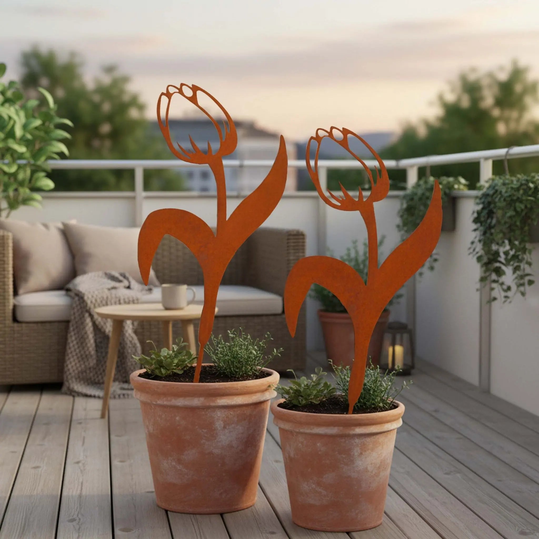 Gartenstecker Tulpe 2er-Set Braun von Relaxdays