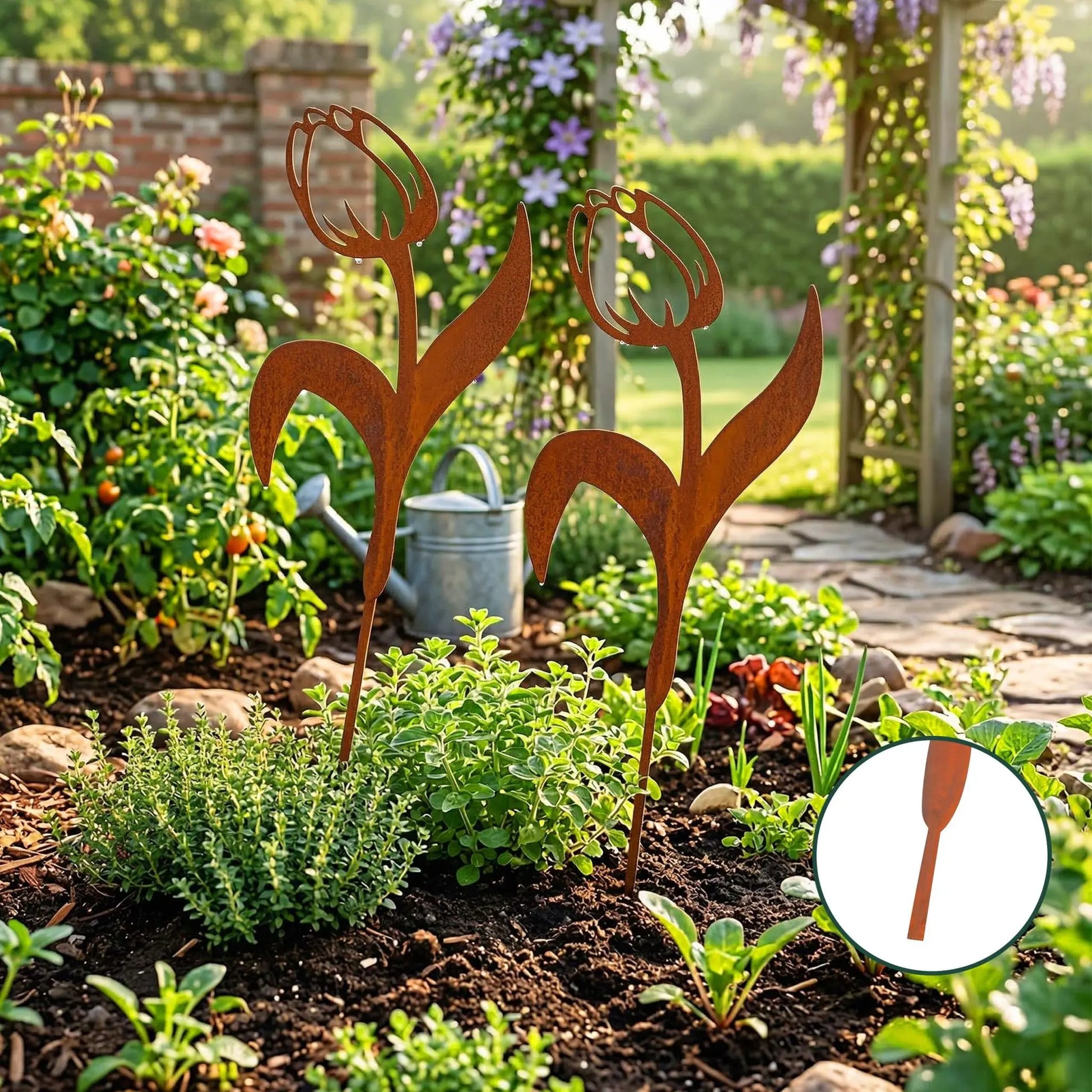 Gartenstecker Tulpe 2er-Set Braun von Relaxdays