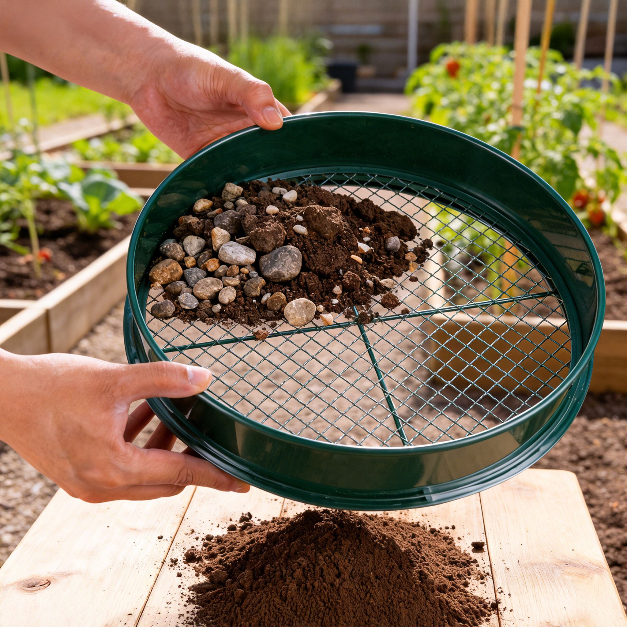 Gartensieb 5 Einsätze Ø 30cm Grün von Relaxdays