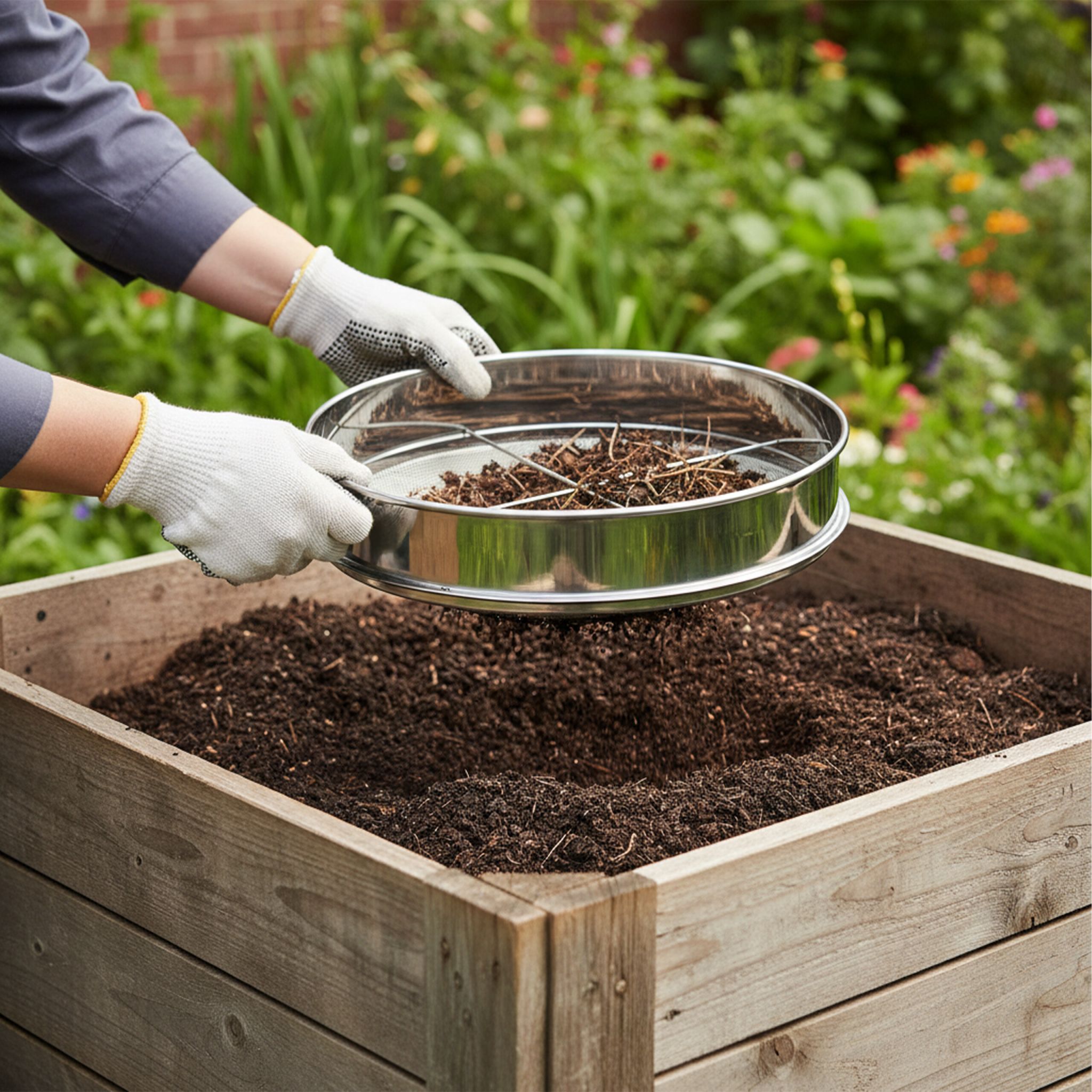 Gartensieb 5 Einsätze Ø 30cm Silber von Relaxdays