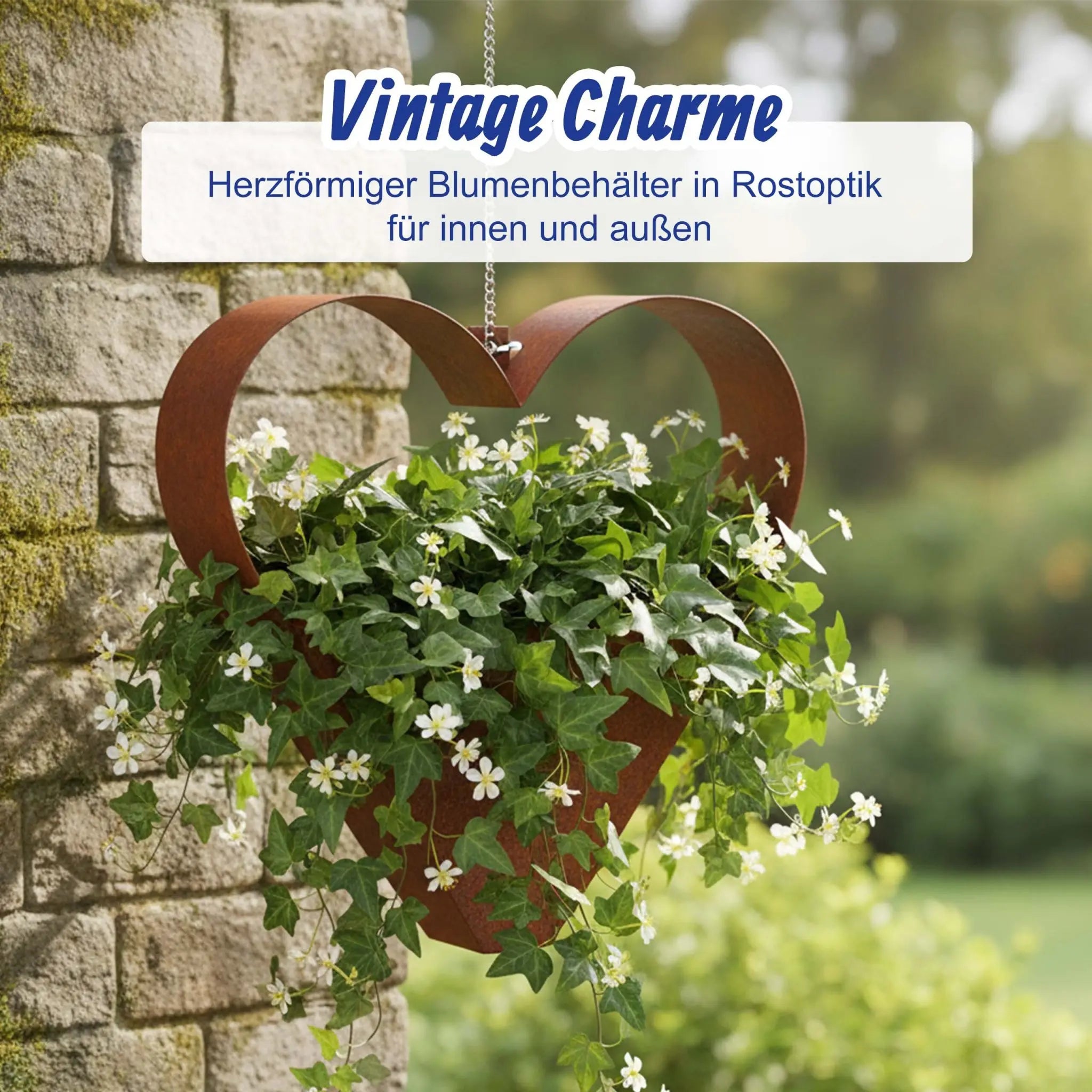 Blumentopf Rost Herz Braun von Relaxdays