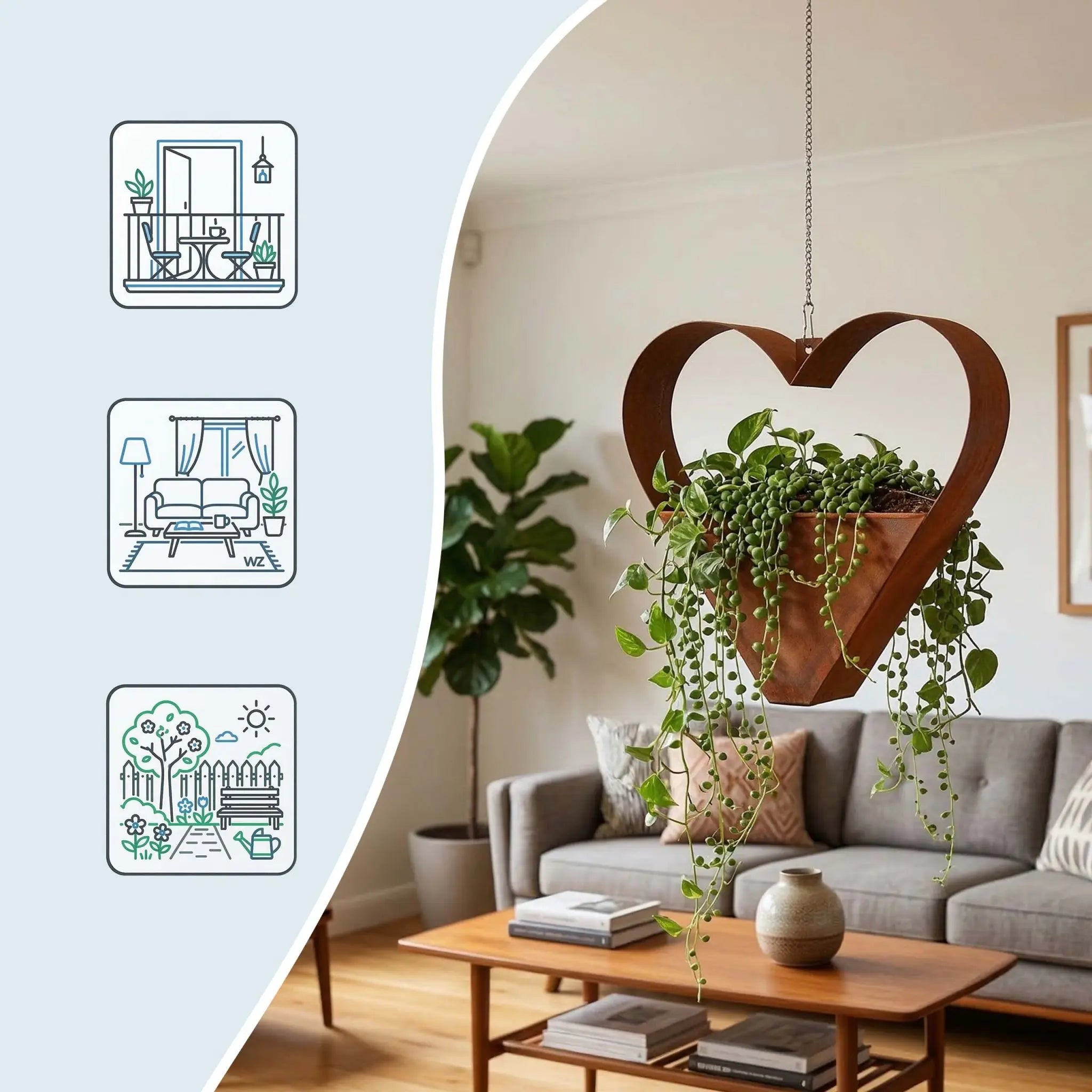 Blumentopf Rost Herz Braun von Relaxdays