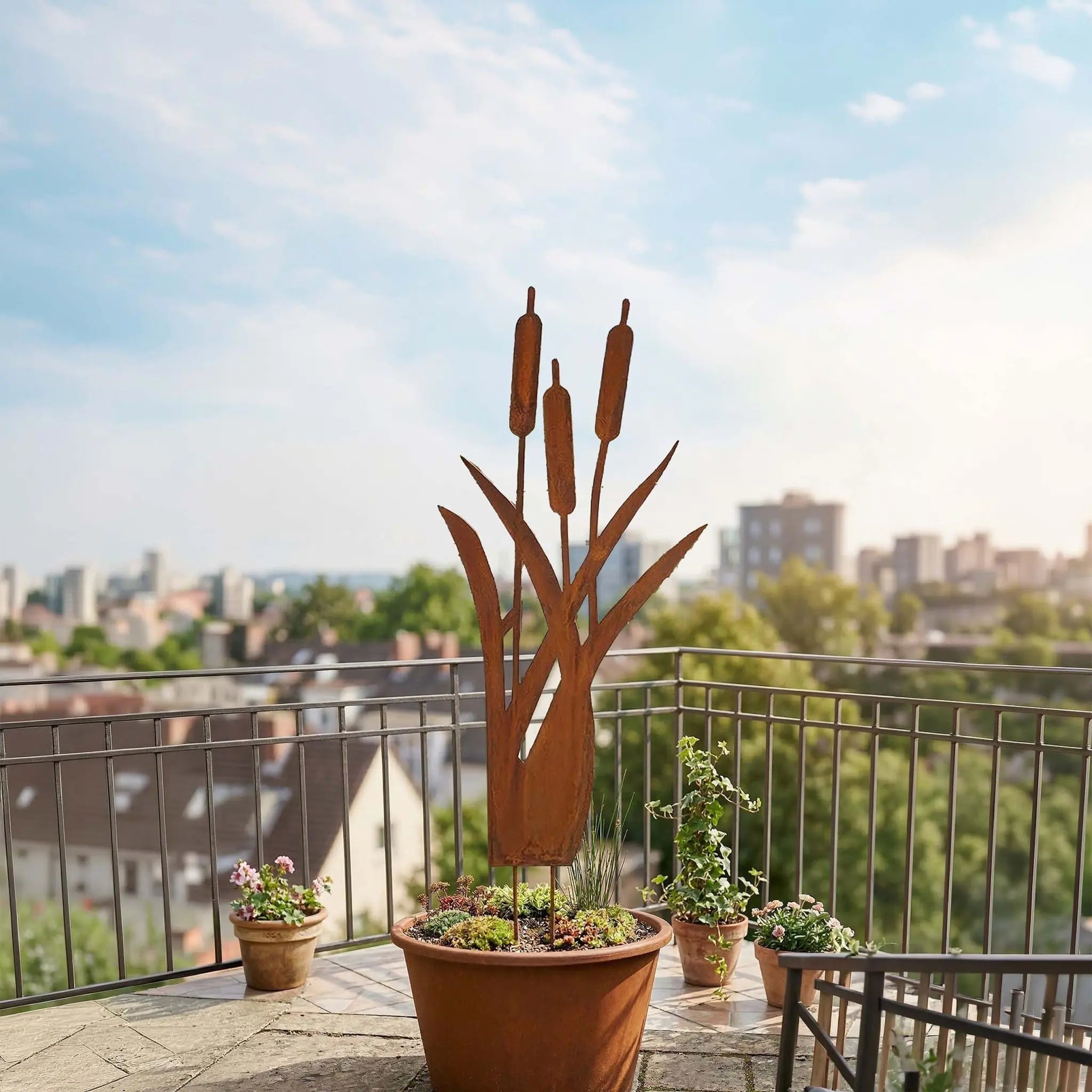 Gartenstecker Schilf Braun von Relaxdays