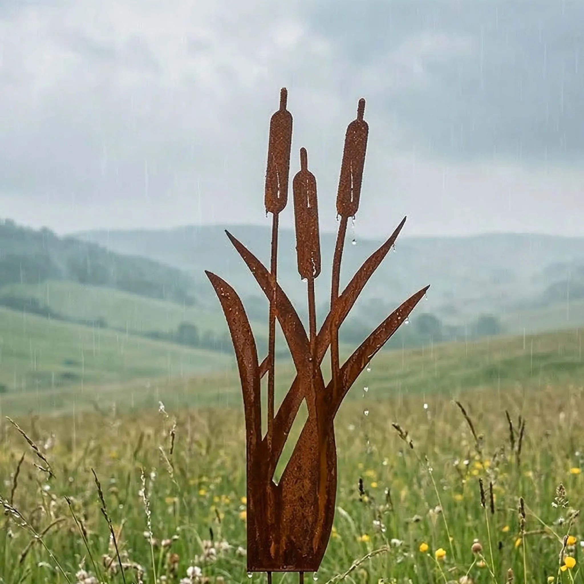 Gartenstecker Schilf Braun von Relaxdays