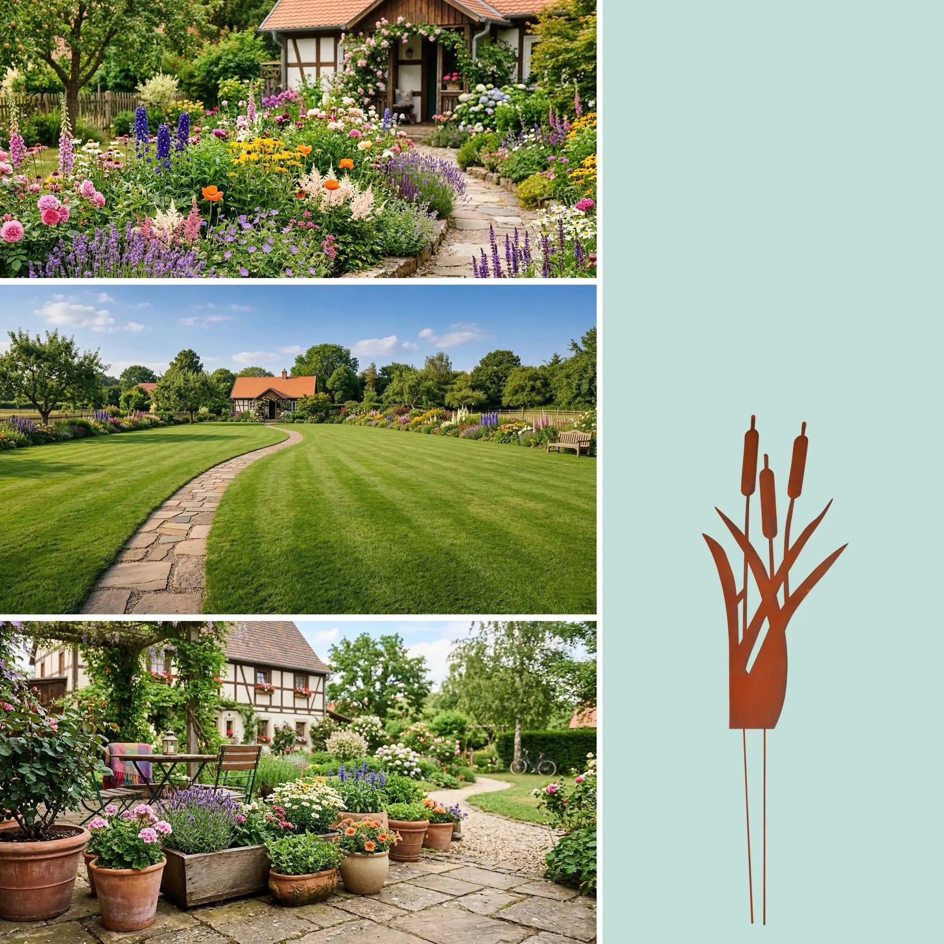 Gartenstecker Schilf Braun von Relaxdays