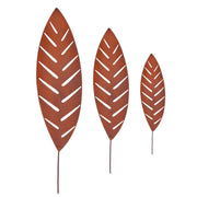 Gartenstecker Palmblatt 3er-Set Braun von Relaxdays