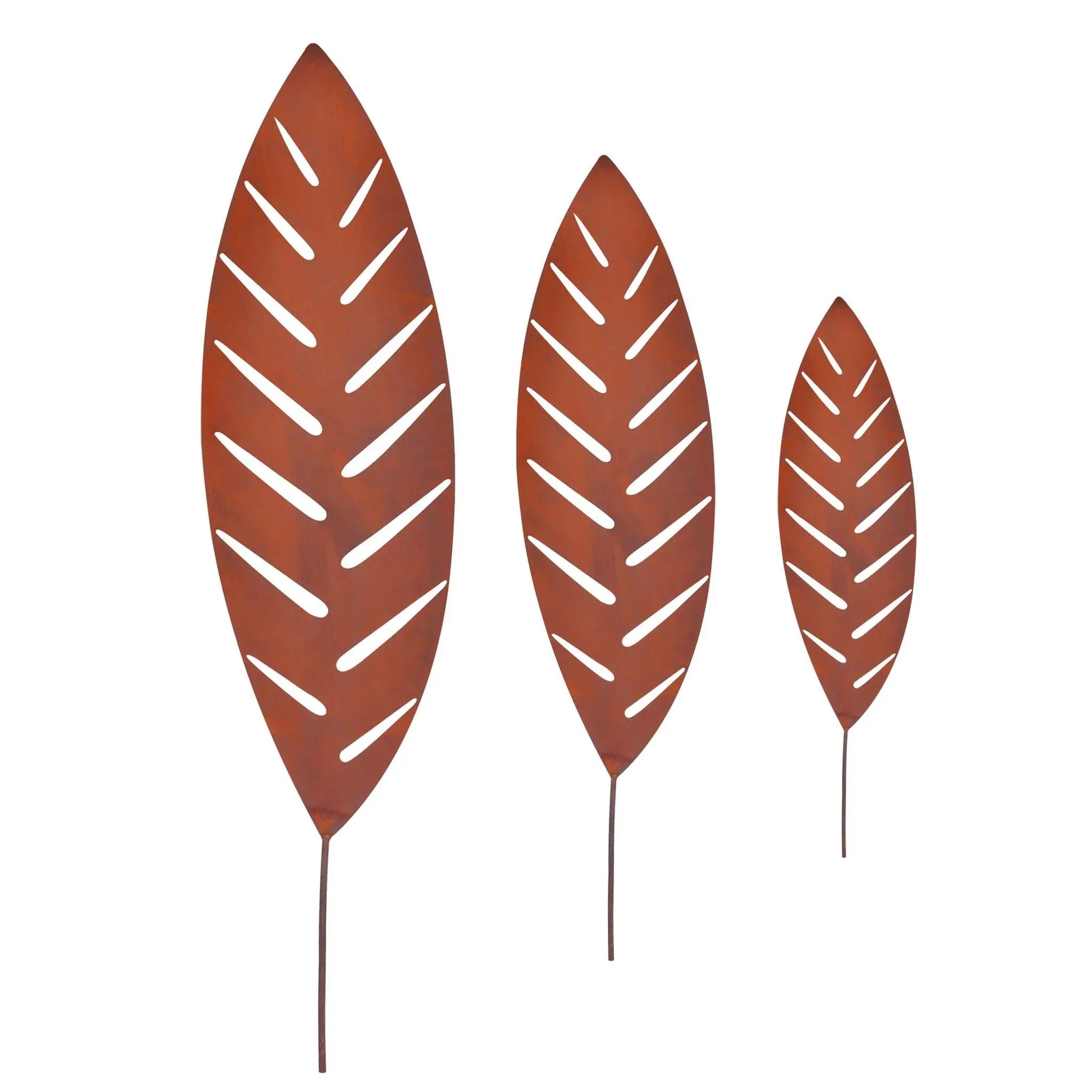 Gartenstecker Palmblatt 3er-Set Braun von Relaxdays