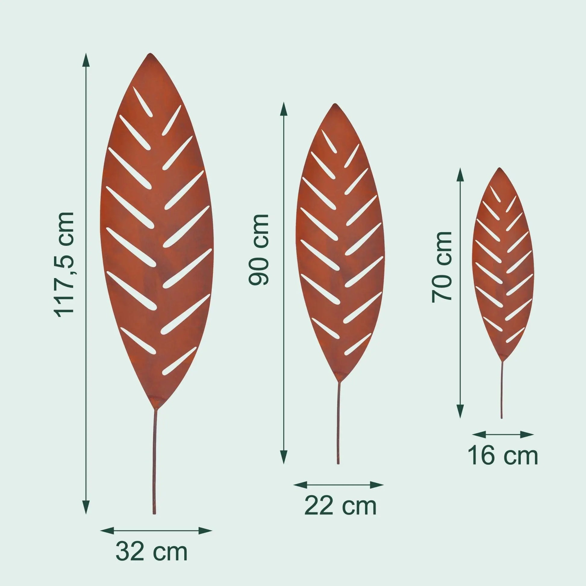 Gartenstecker Palmblatt 3er-Set Braun von Relaxdays
