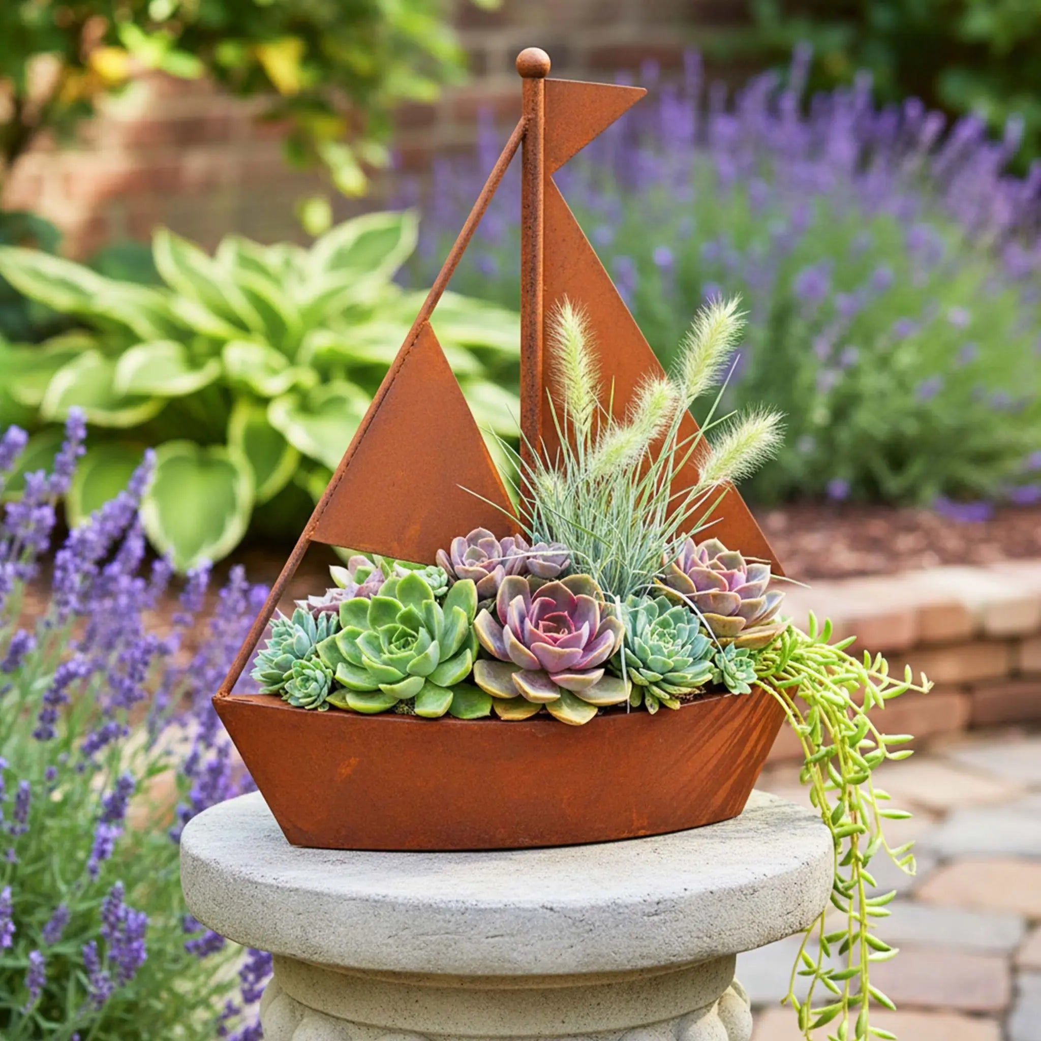 Blumentopf Rost Schiff Braun von Relaxdays
