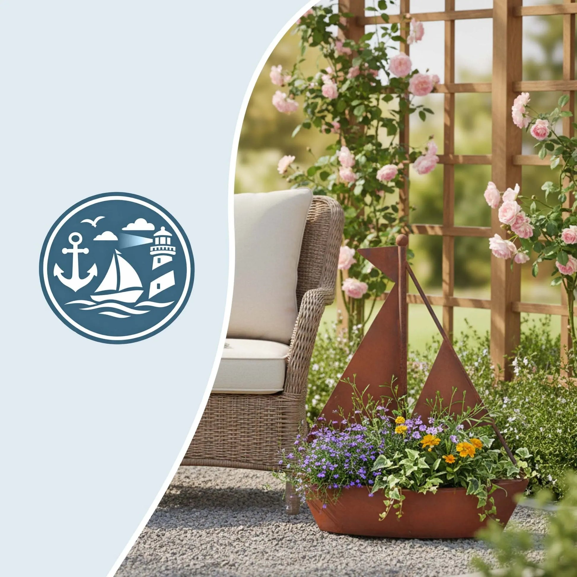 Blumentopf Rost Schiff Braun von Relaxdays