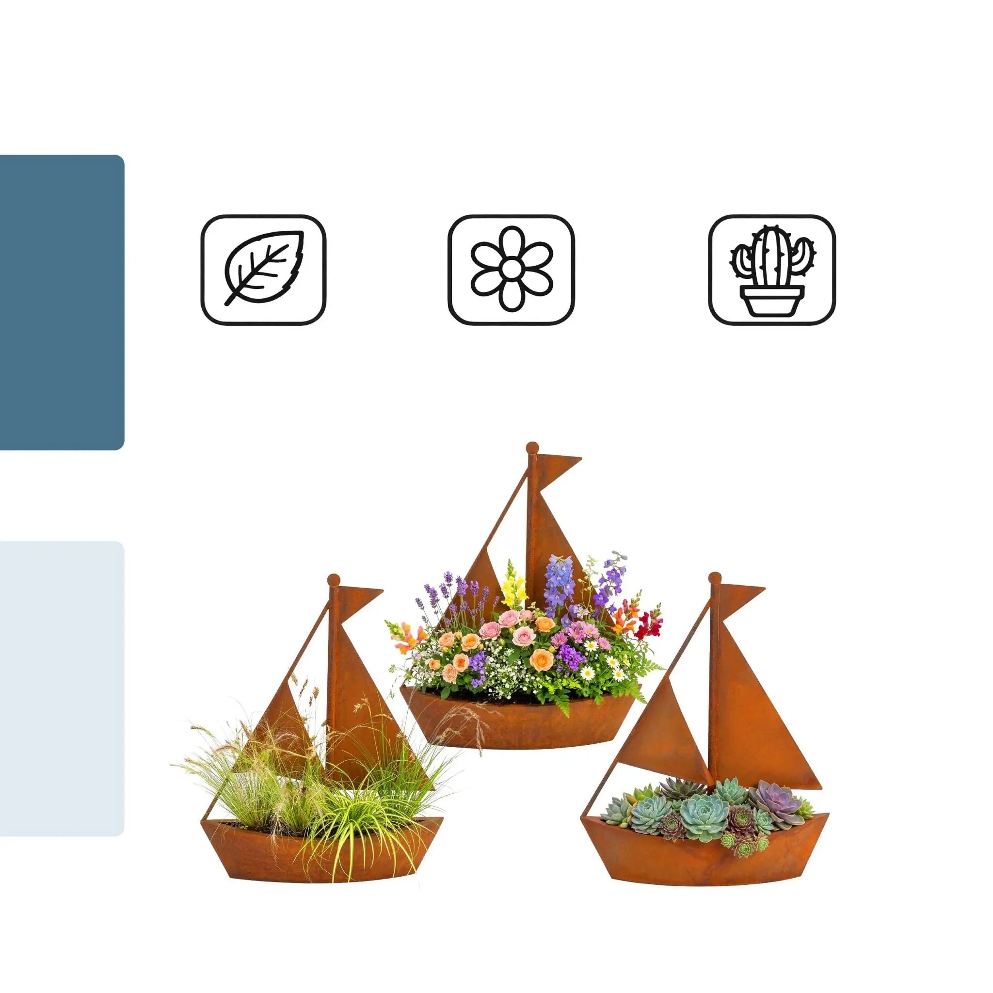 Blumentopf Rost Schiff Braun von Relaxdays
