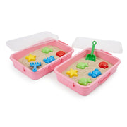 Sandkasten mit Deckel 2er-Set Rosa-Transparent von Relaxdays