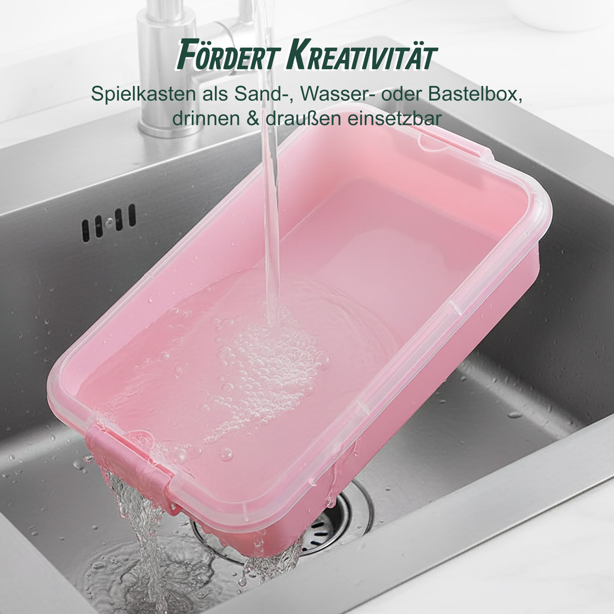 Sandkasten mit Deckel 2er-Set Rosa-Transparent von Relaxdays