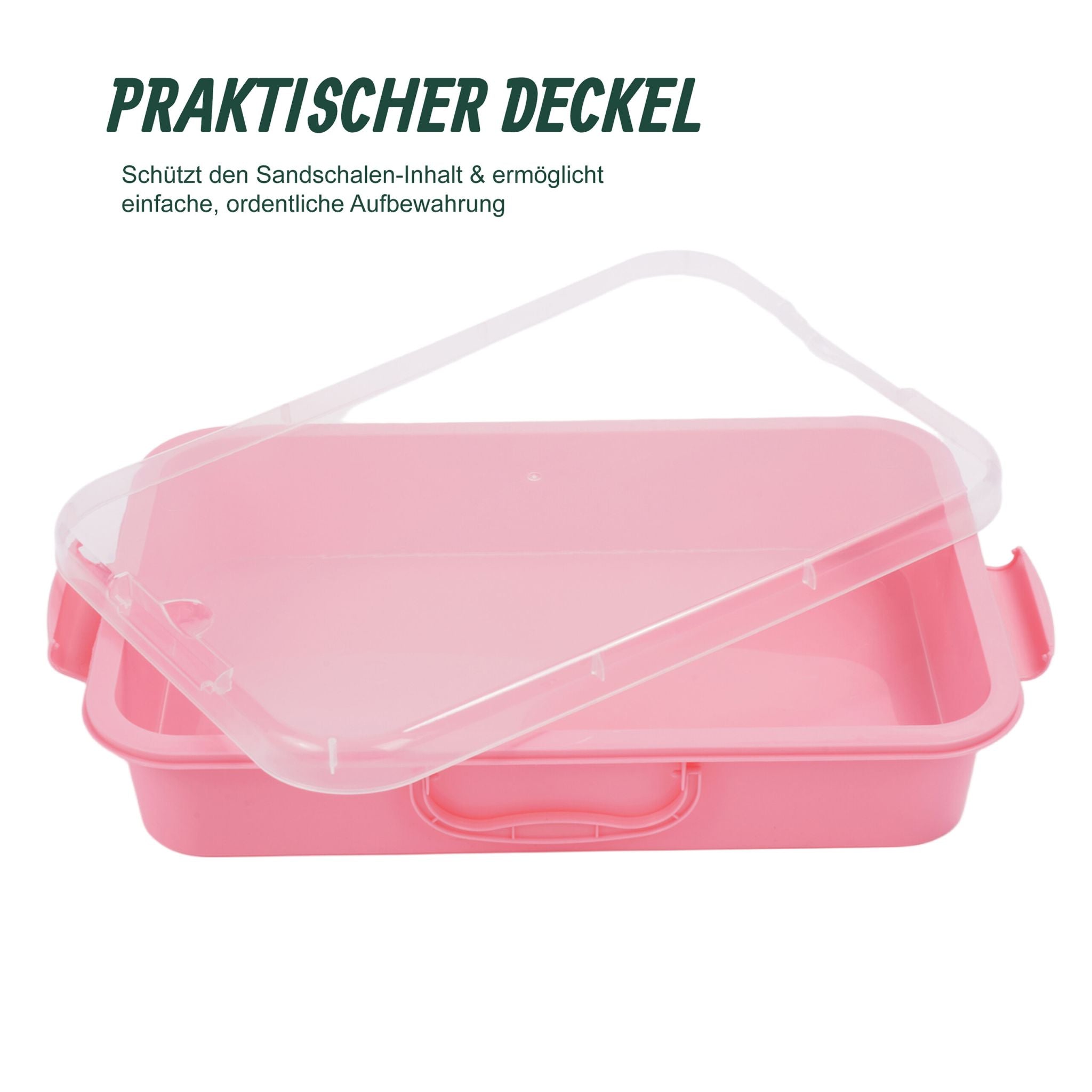 Sandkasten mit Deckel 2er-Set Rosa-Transparent von Relaxdays