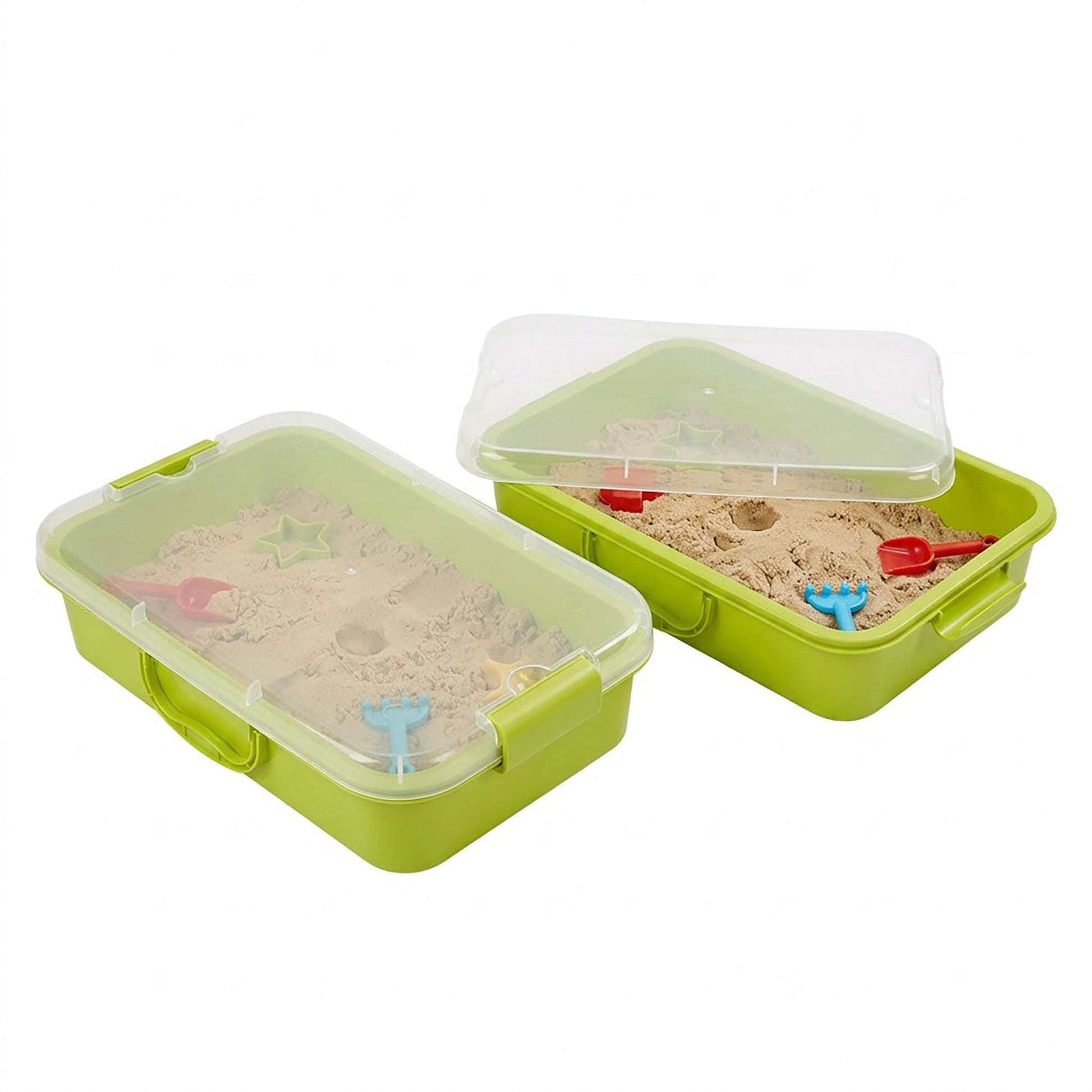 Sandkasten mit Deckel 2er-Set Grün-Transparent von Relaxdays