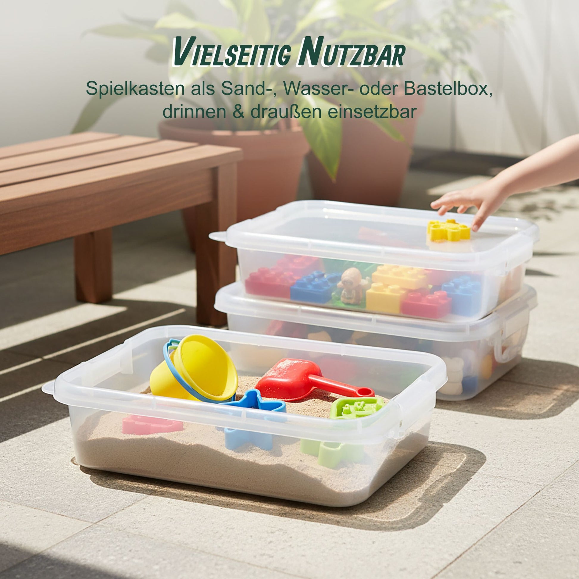 Sandkasten mit Deckel 2er-Set Transparent von Relaxdays