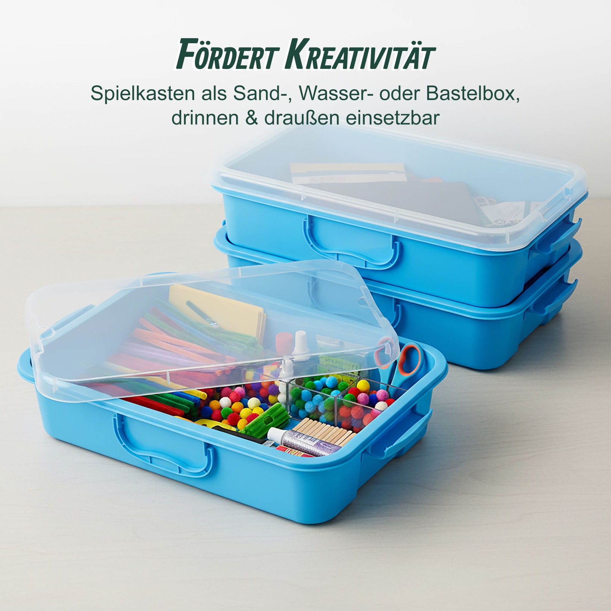 Sandkasten mit Deckel 2er-Set Hellblau-Transparent von Relaxdays